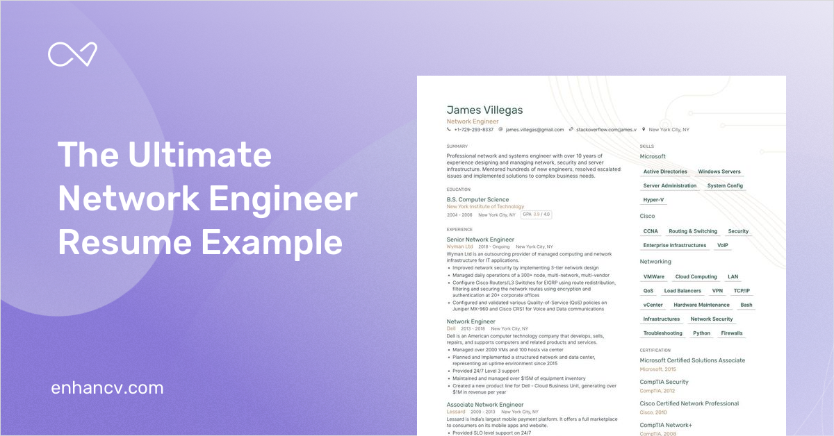 Network Engineer Resume Samples and Writing Guide for 2023 (Layout, Skills, Keywords & Job Description)