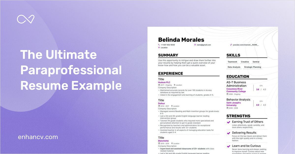 5 Paraprofessional Resume Examples & Guide for 2023