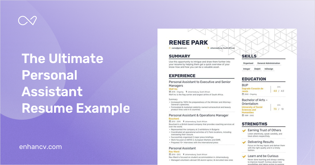 5 Personal Assistant Resume Examples & Guide for 2023