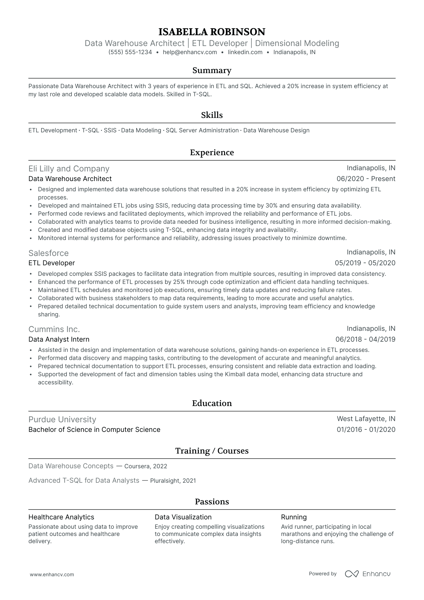 Data Warehouse Developer Consultant resume example