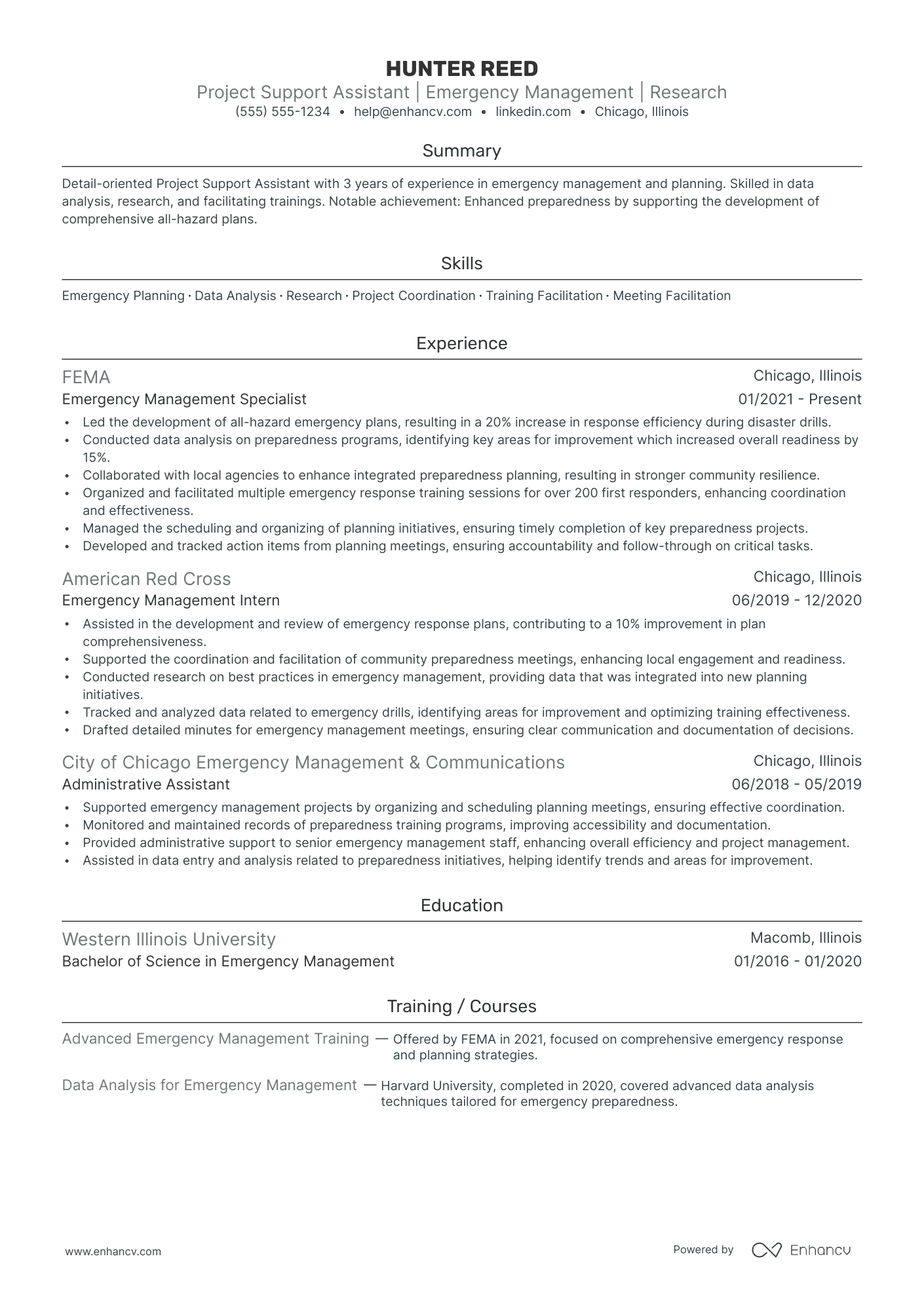 Project Administrative Assistant resume example