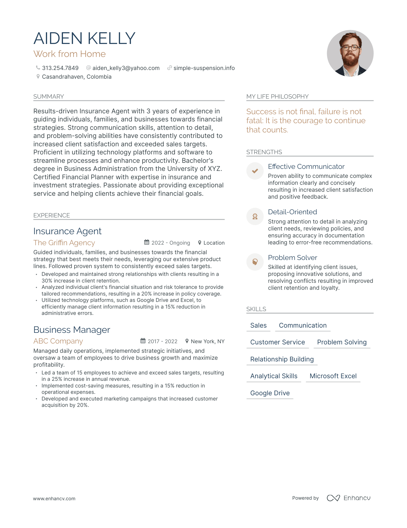 Modern Work from Home Resume Example