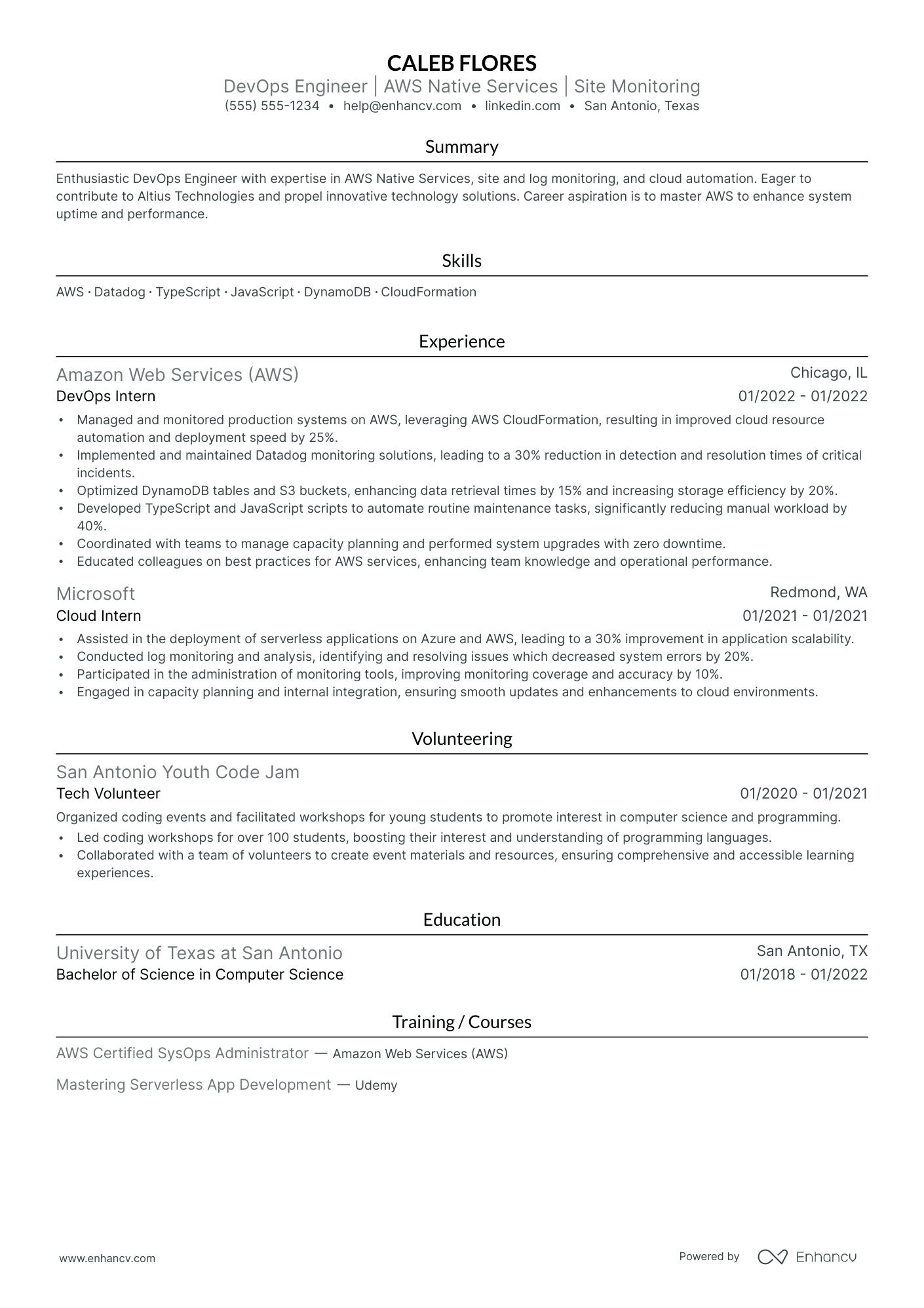 Entry-Level DevOps Engineer Resume Example Resume Example