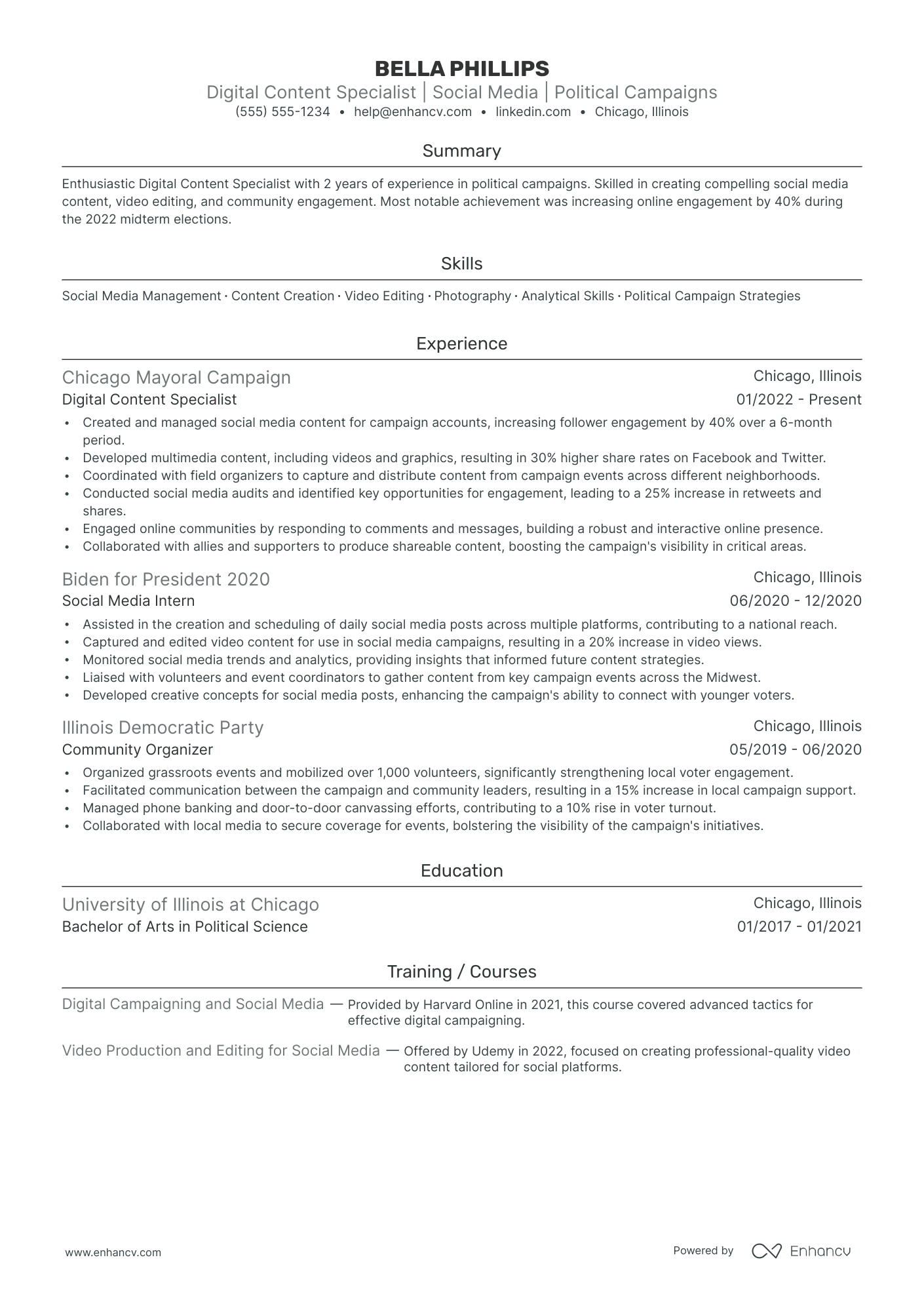 Digital Media resume example