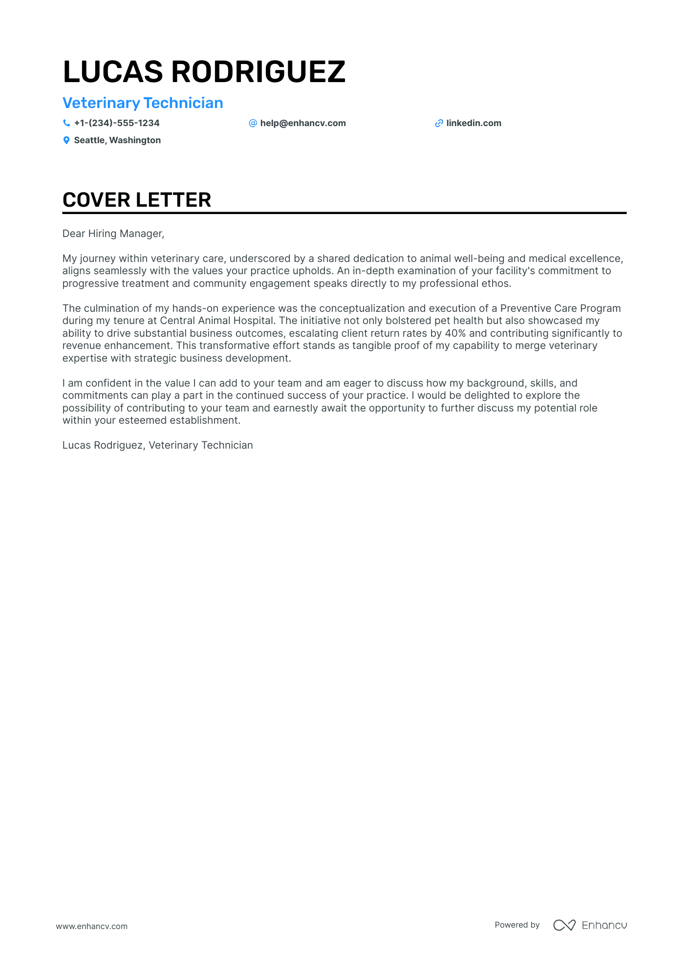 Veterinary Nurse cover letter