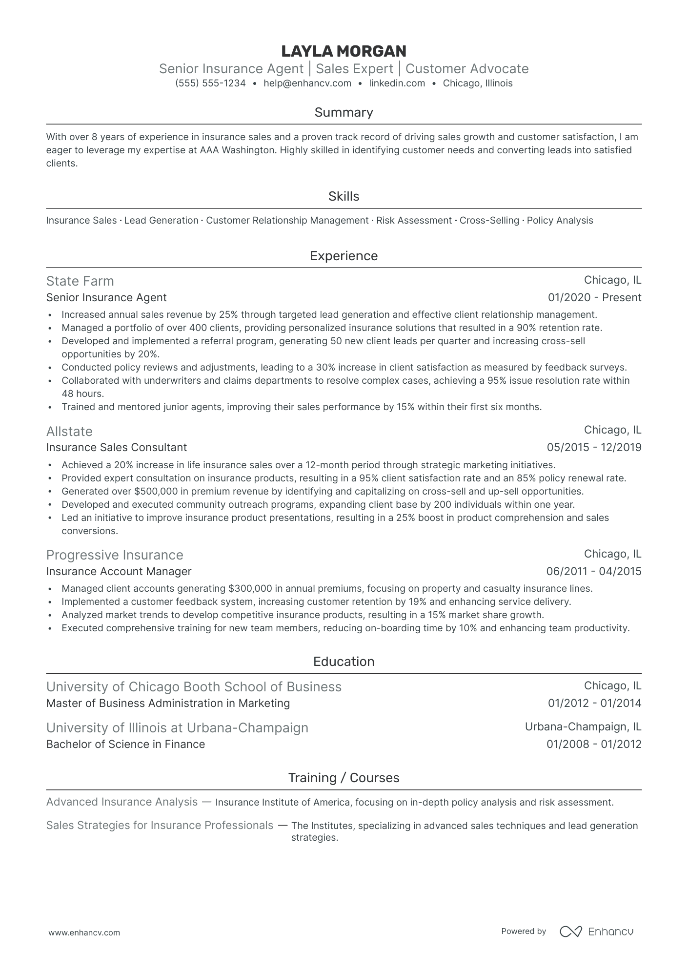 Junior Insurance Agent resume example