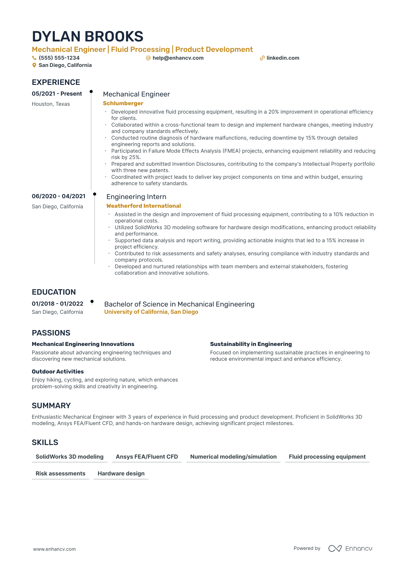 Principal Mechanical Engineer resume example