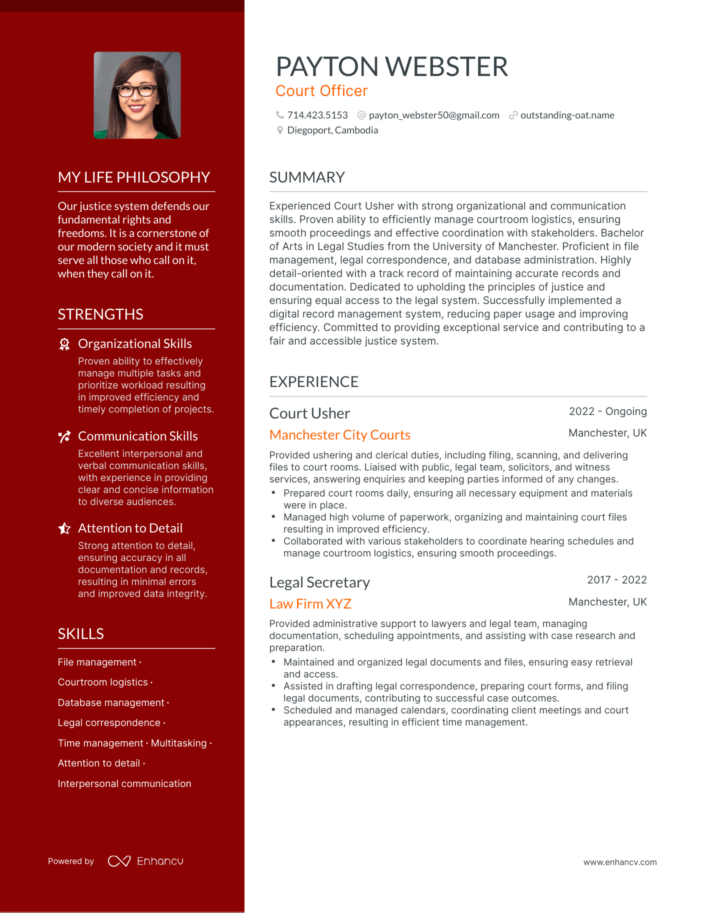 Creative Court Officer Resume Example