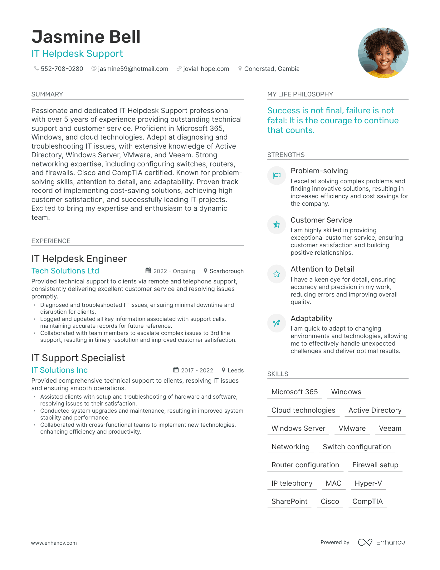 Modern IT Helpdesk Support Resume Example