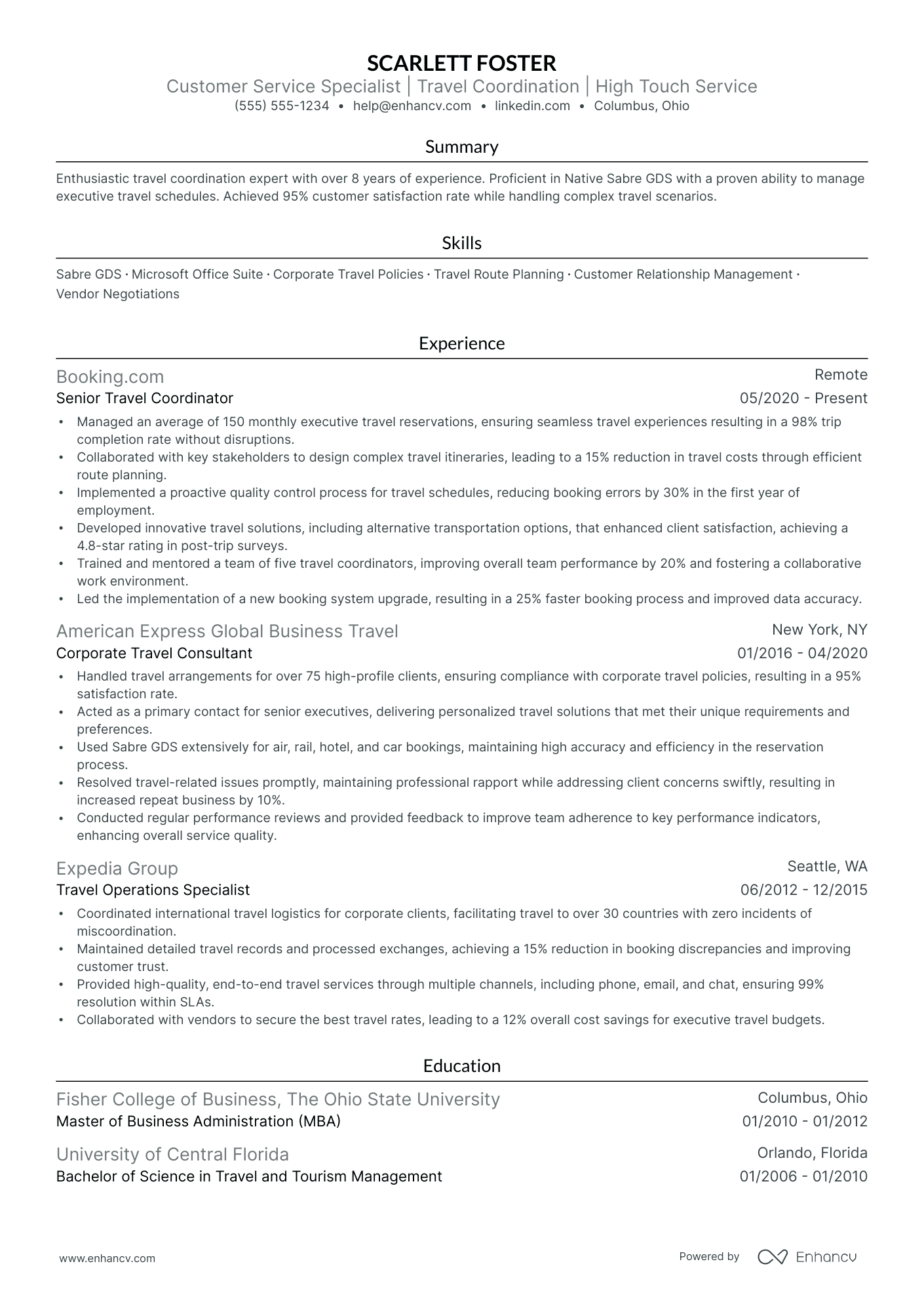 Junior Travel Agent resume example