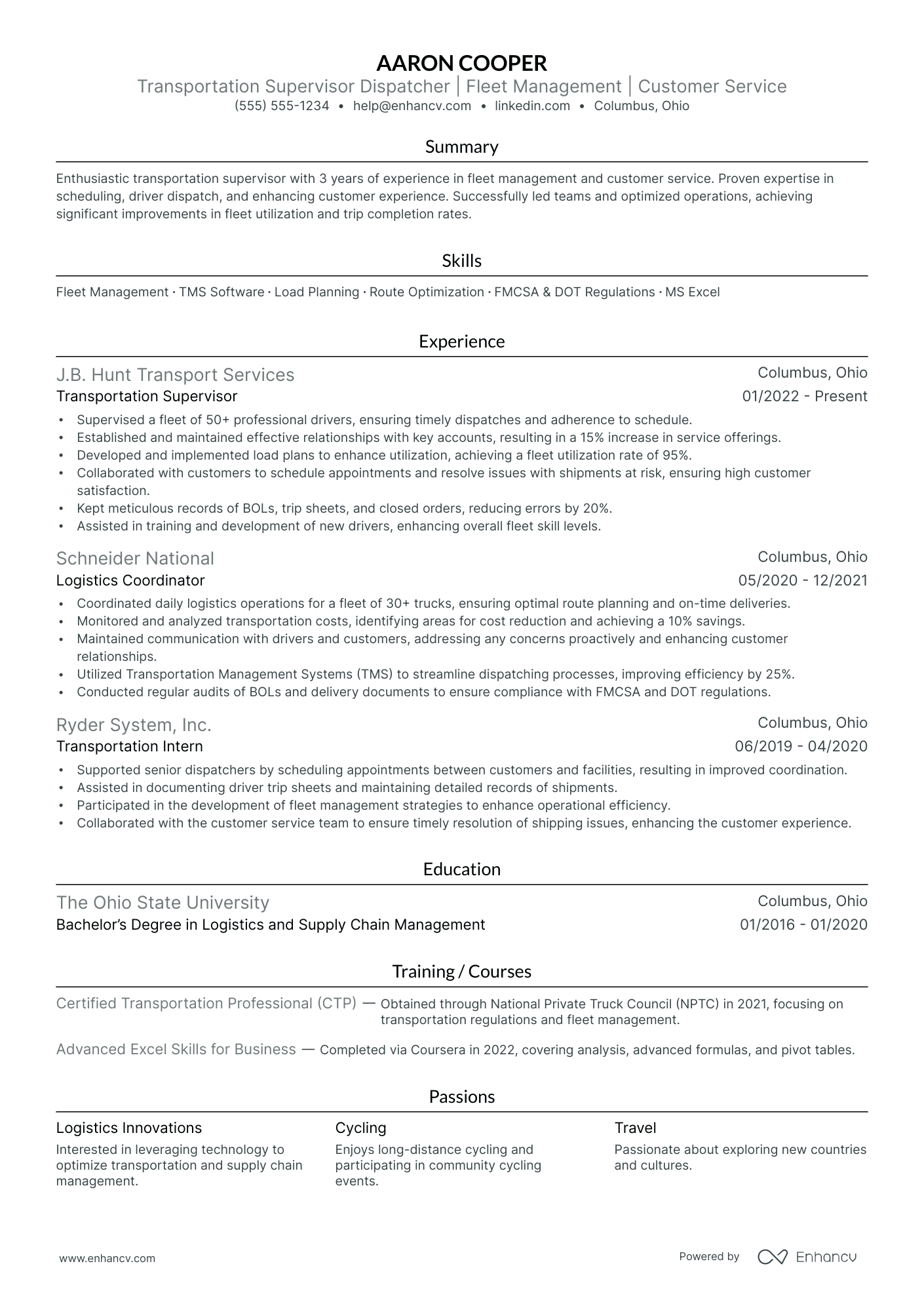 Dispatcher Supervisor resume example