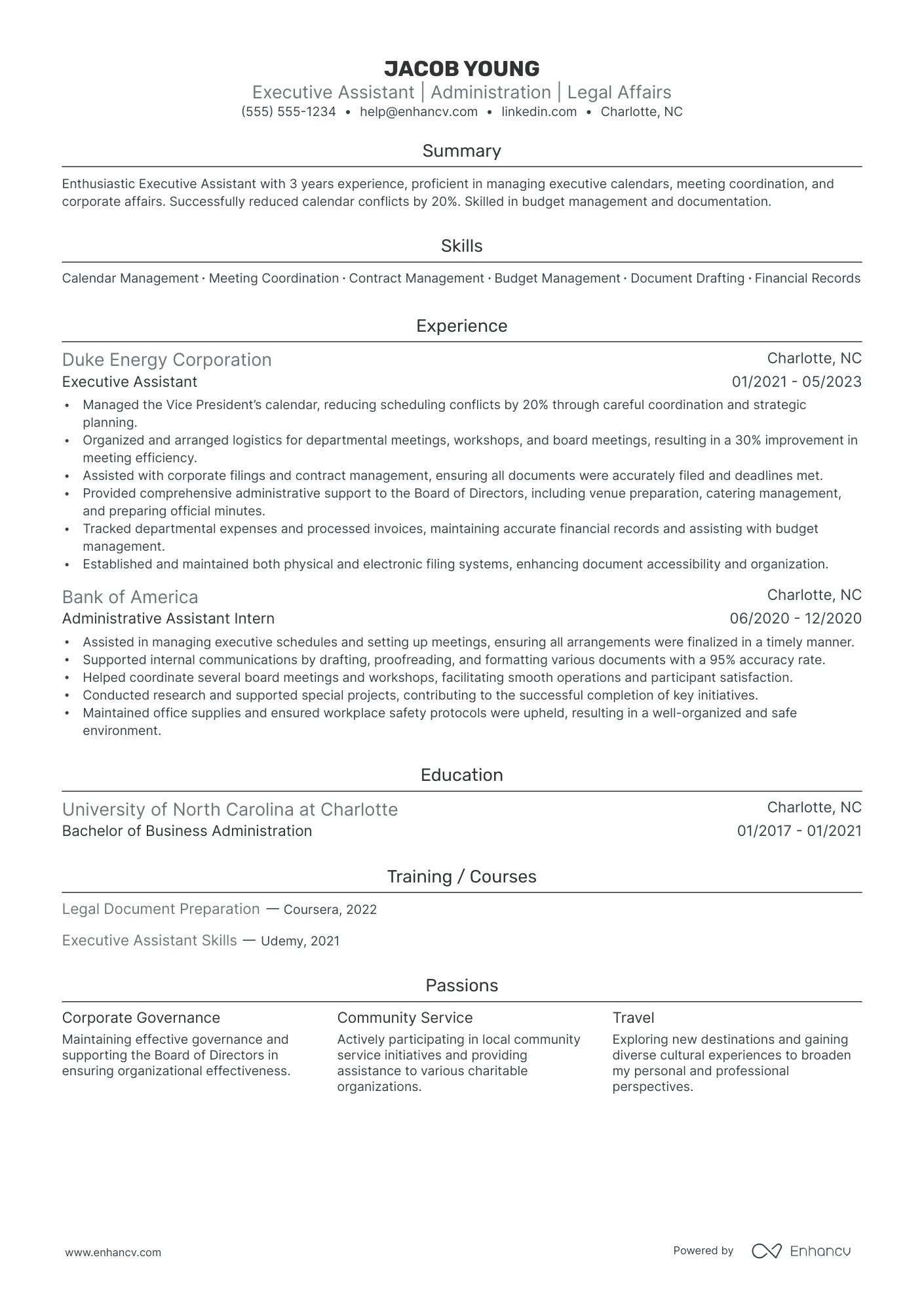 Non-Profit Administrative Assistant resume example