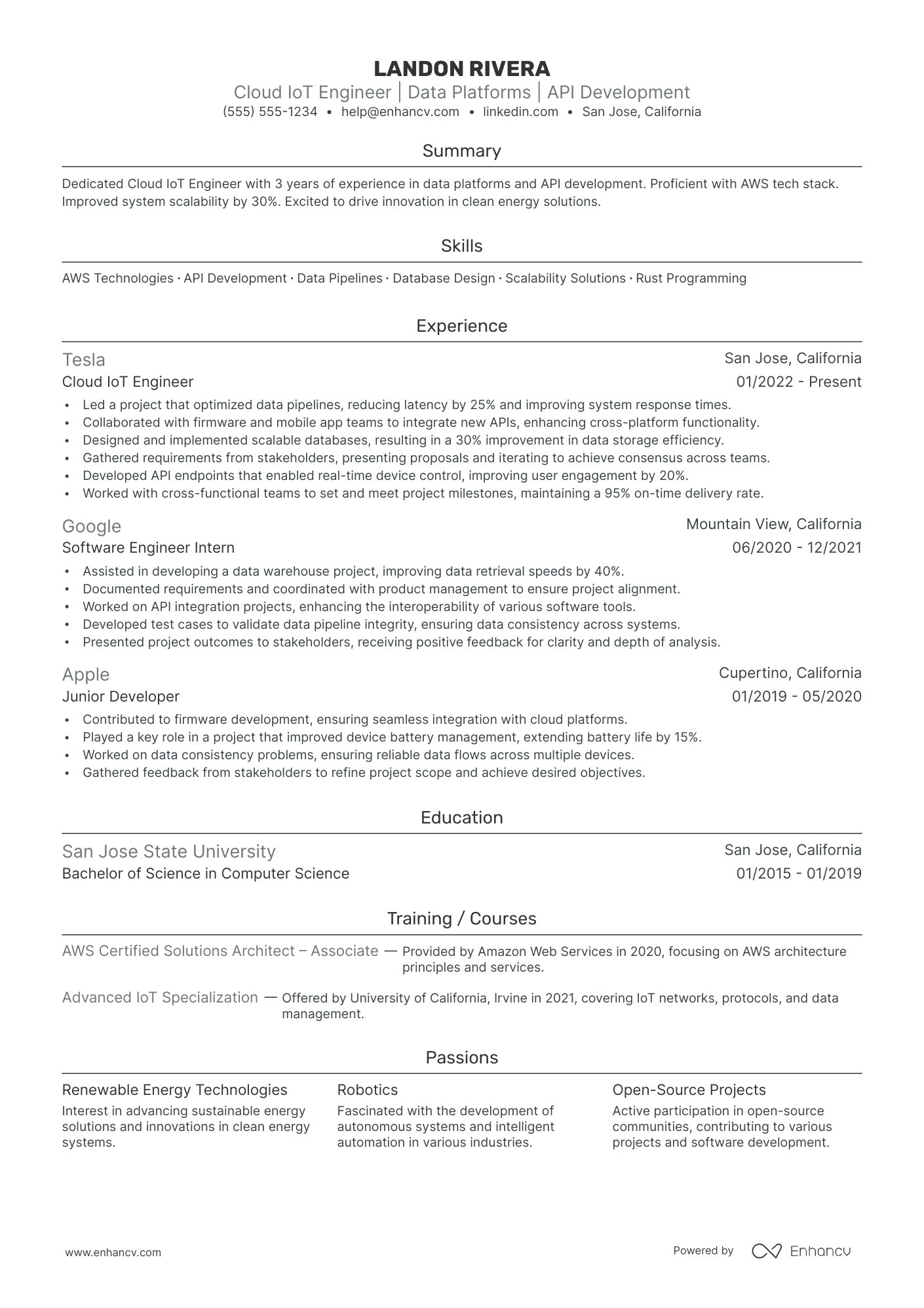 Data Software Engineer resume example