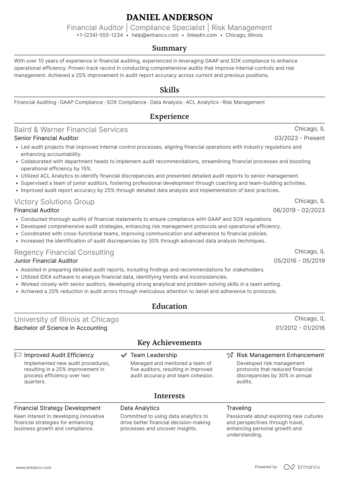 Financial Auditor resume example
