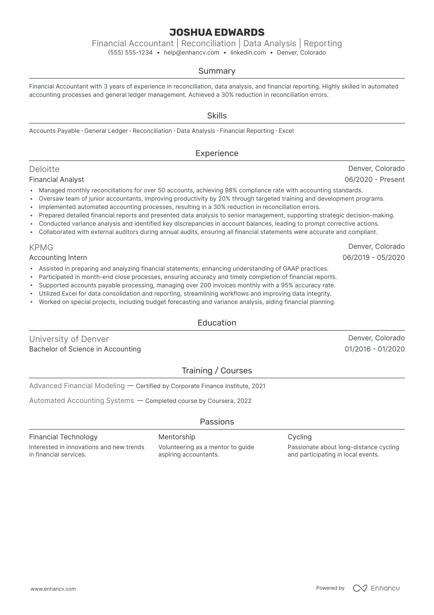 Financial Accountant resume example