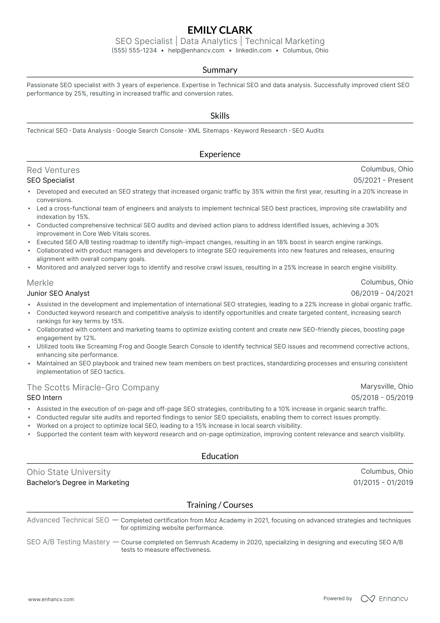 Senior SEO Strategist resume example