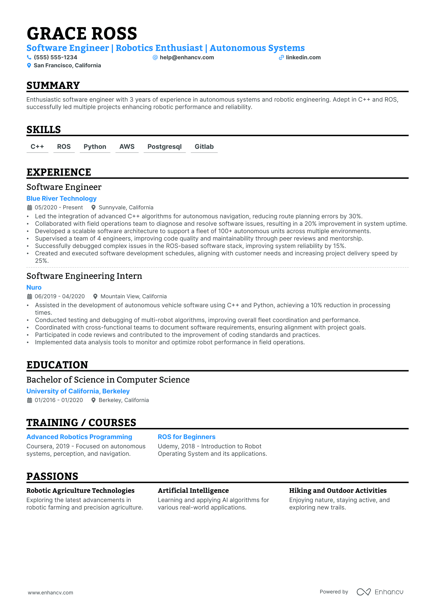 Robotics Software Engineer Resume Example Resume Example