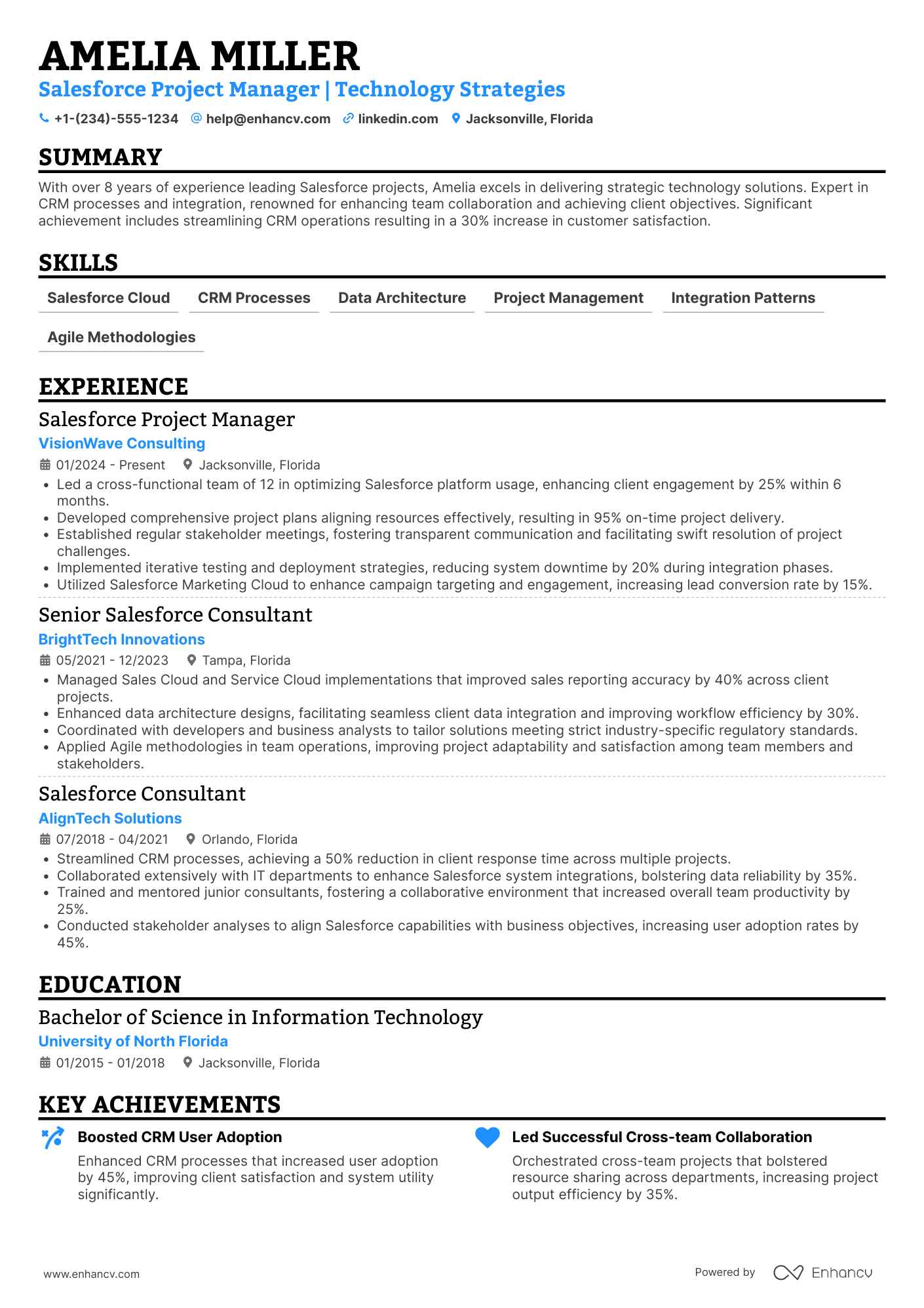 Salesforce Project Manager resume example