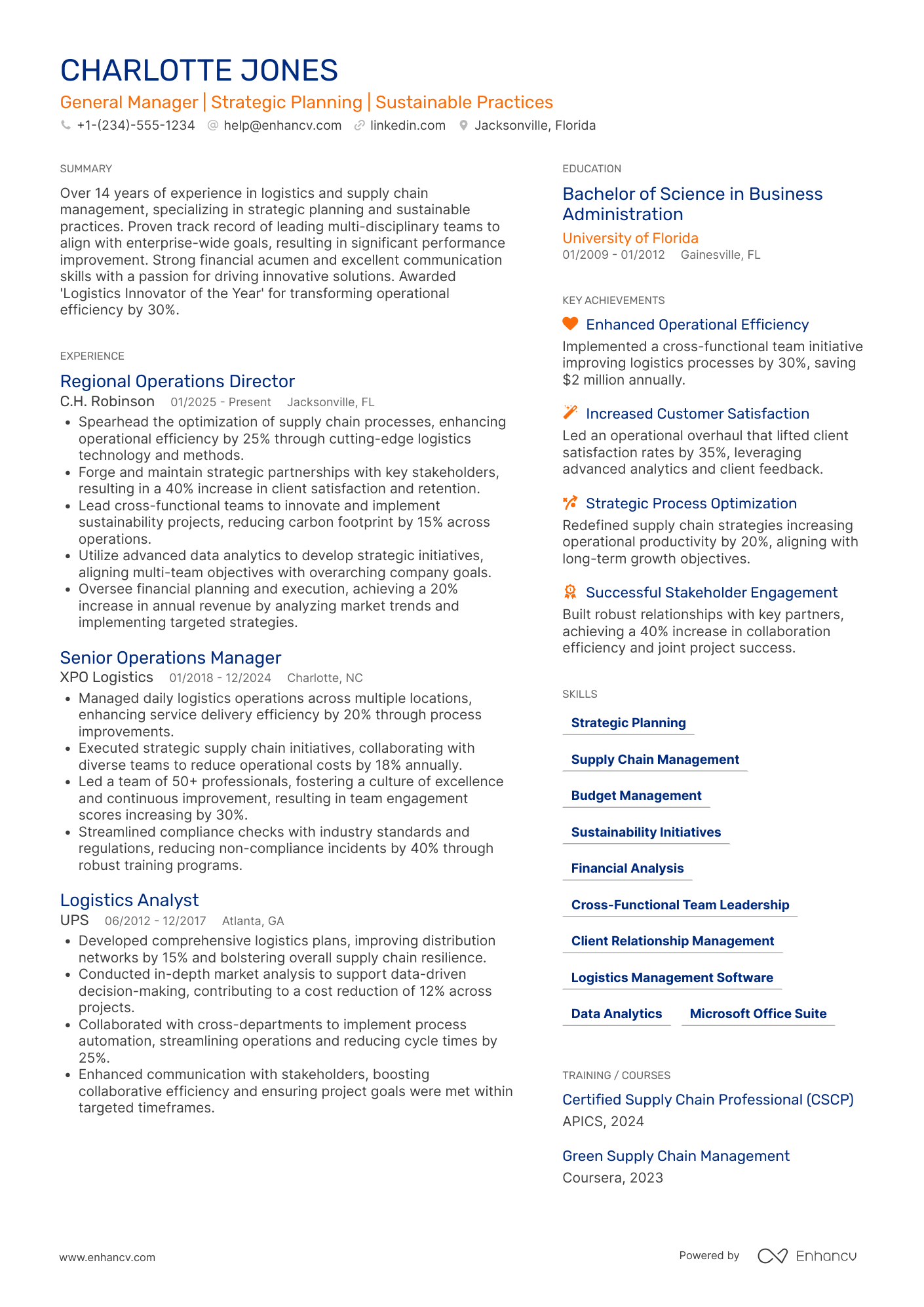 General Manager resume example