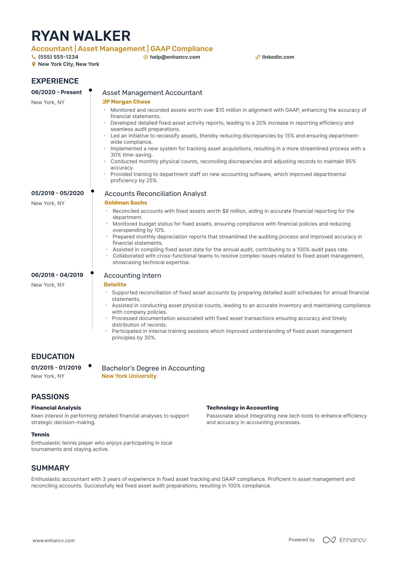 Fixed Asset Accountant resume example