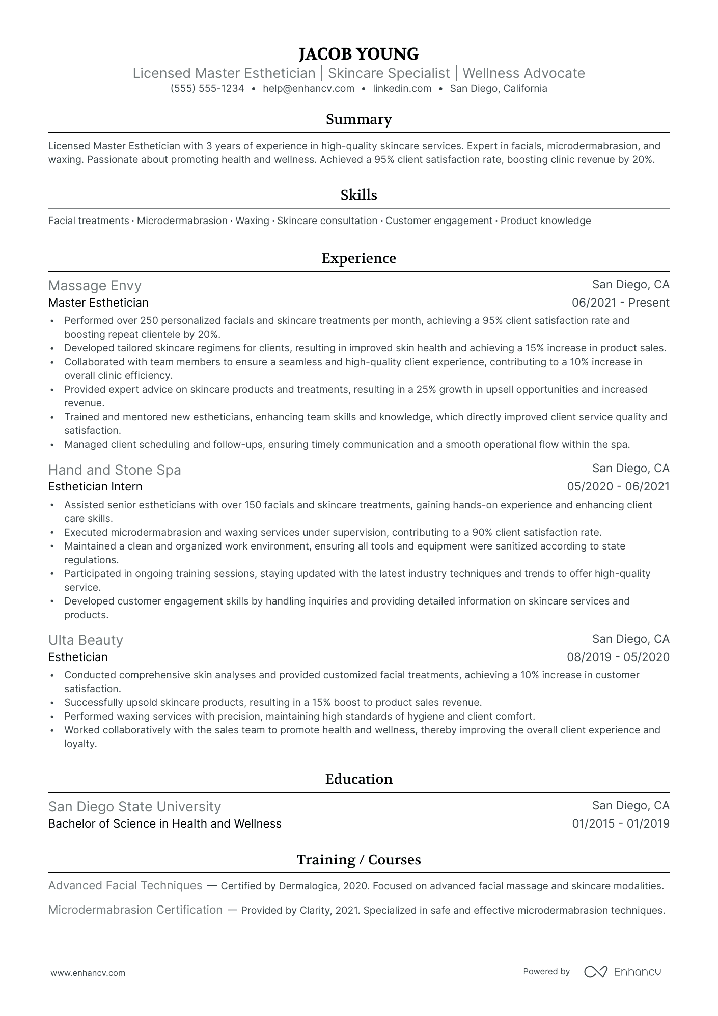 Master Esthetician Resume Example Resume Example