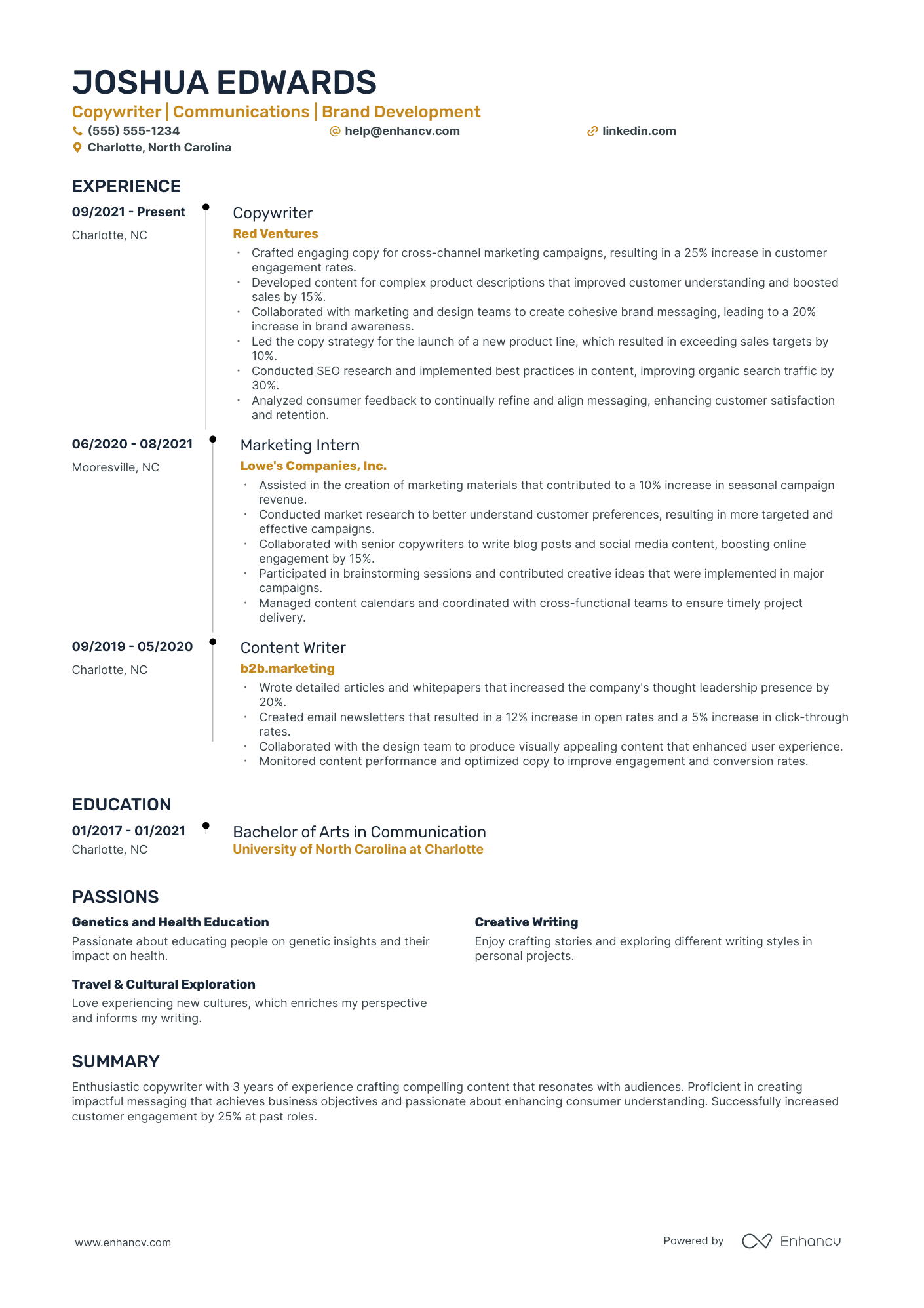 Technical Copywriter resume example