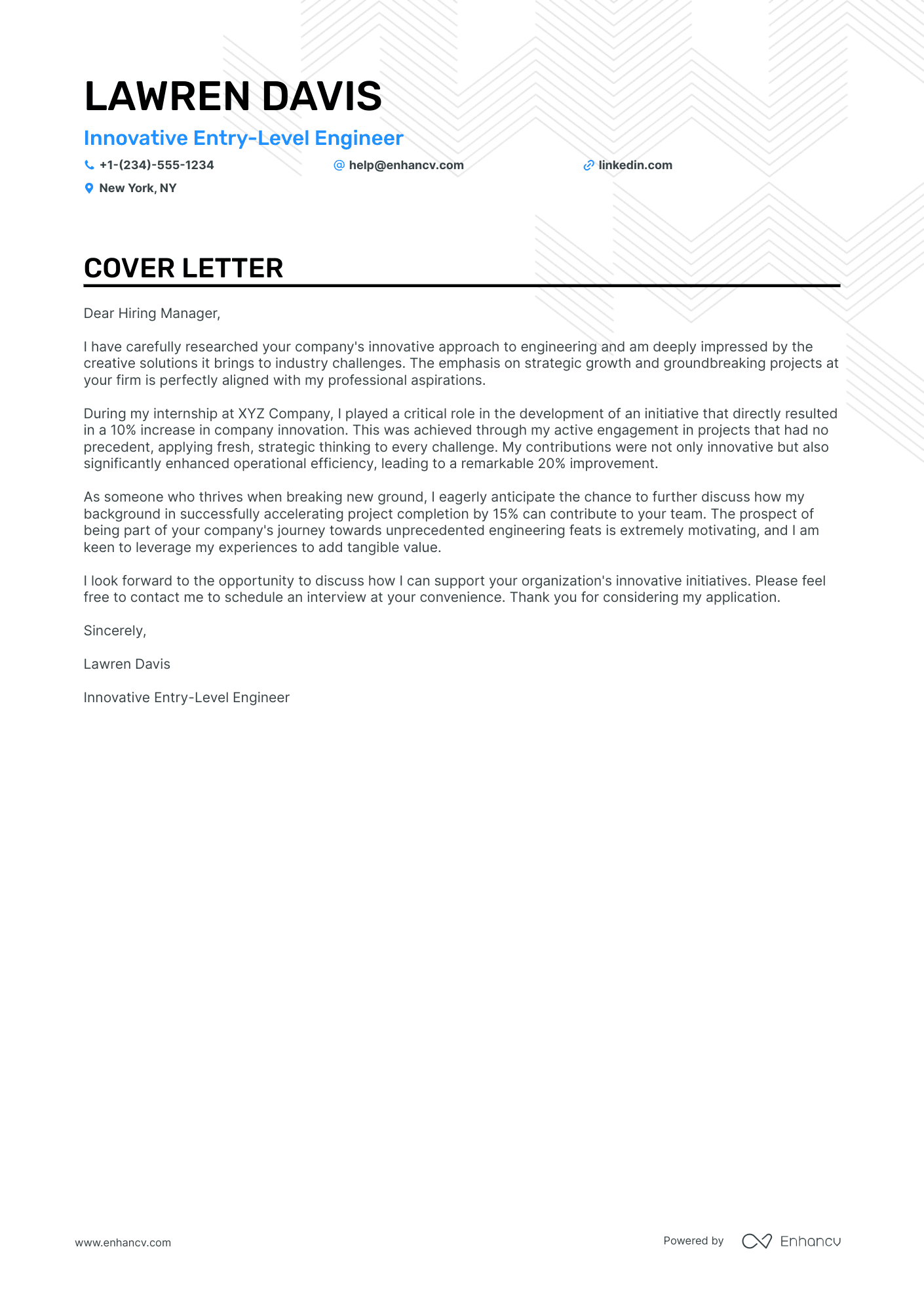 Entry Level Engineering cover letter