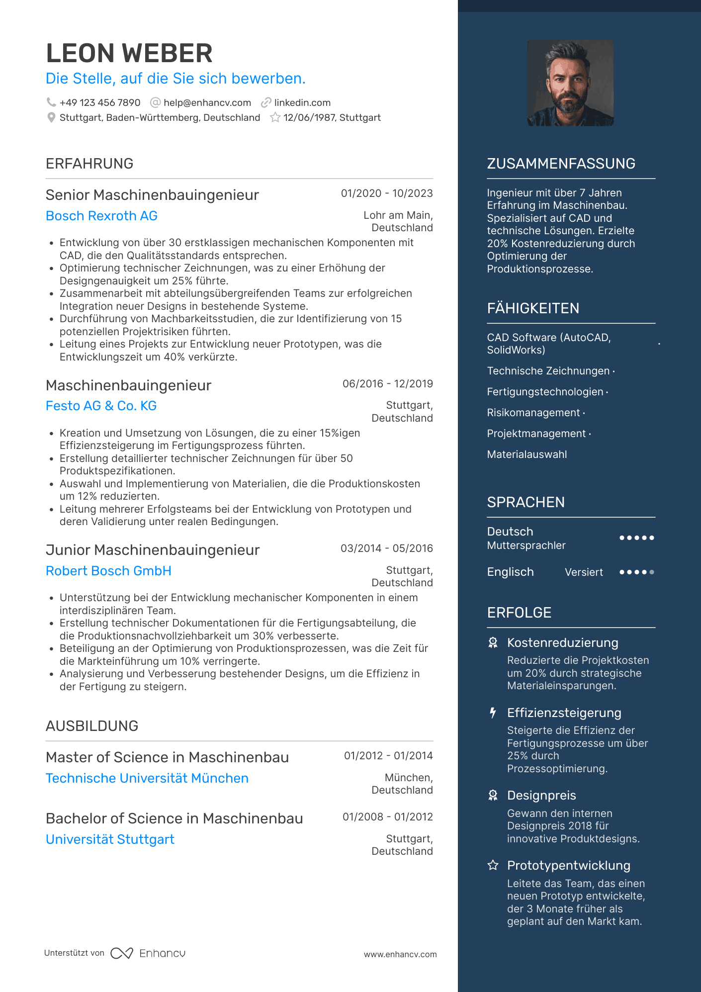 Maschinenbauingenieur CV
