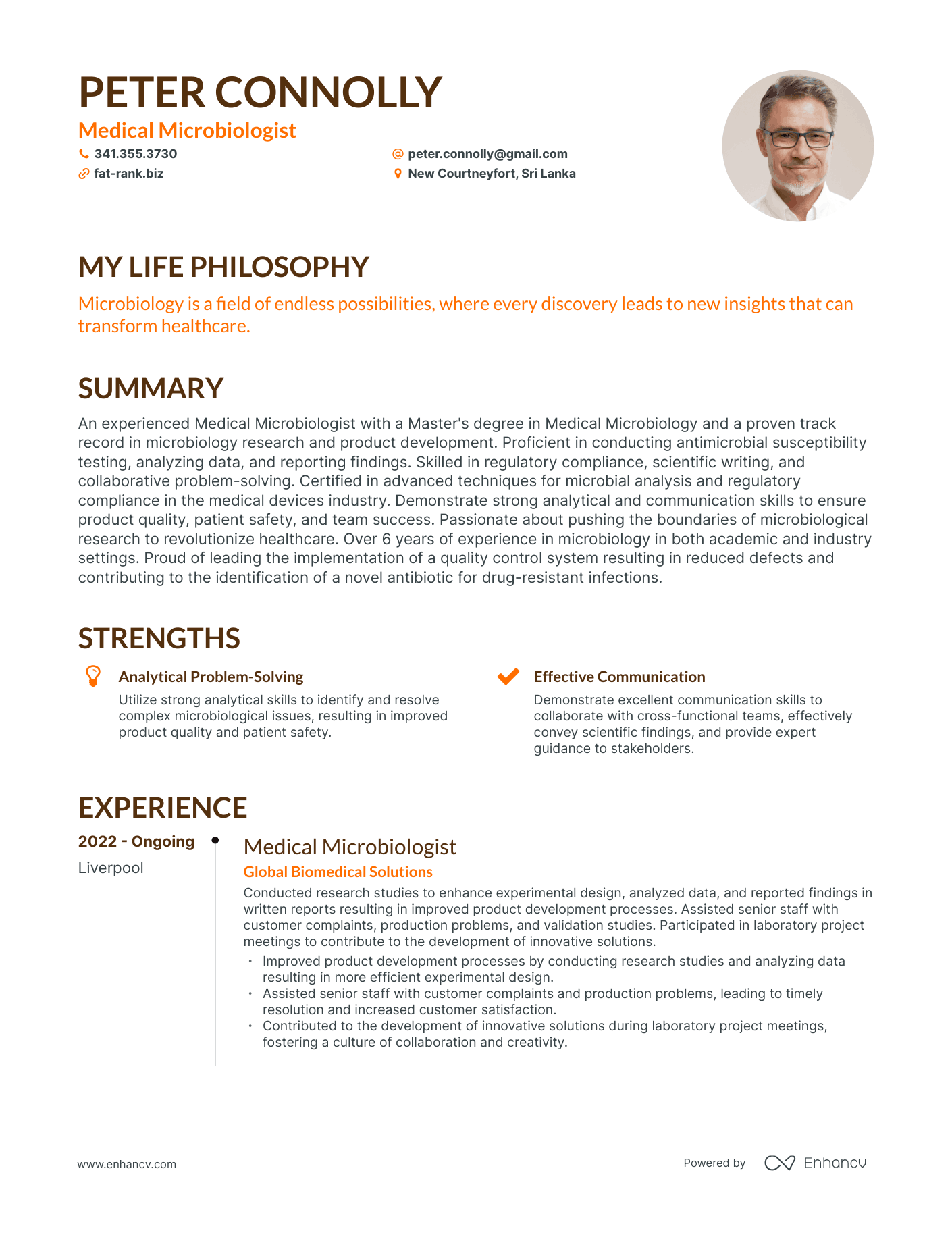 Creative Medical Microbiologist Resume Example