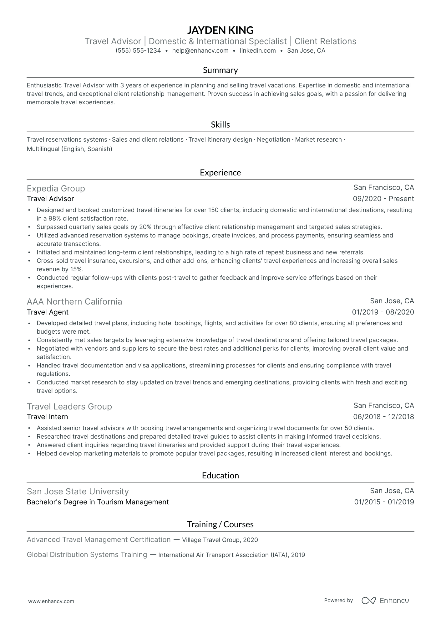 Luxury Travel Agent Resume Example Resume Example