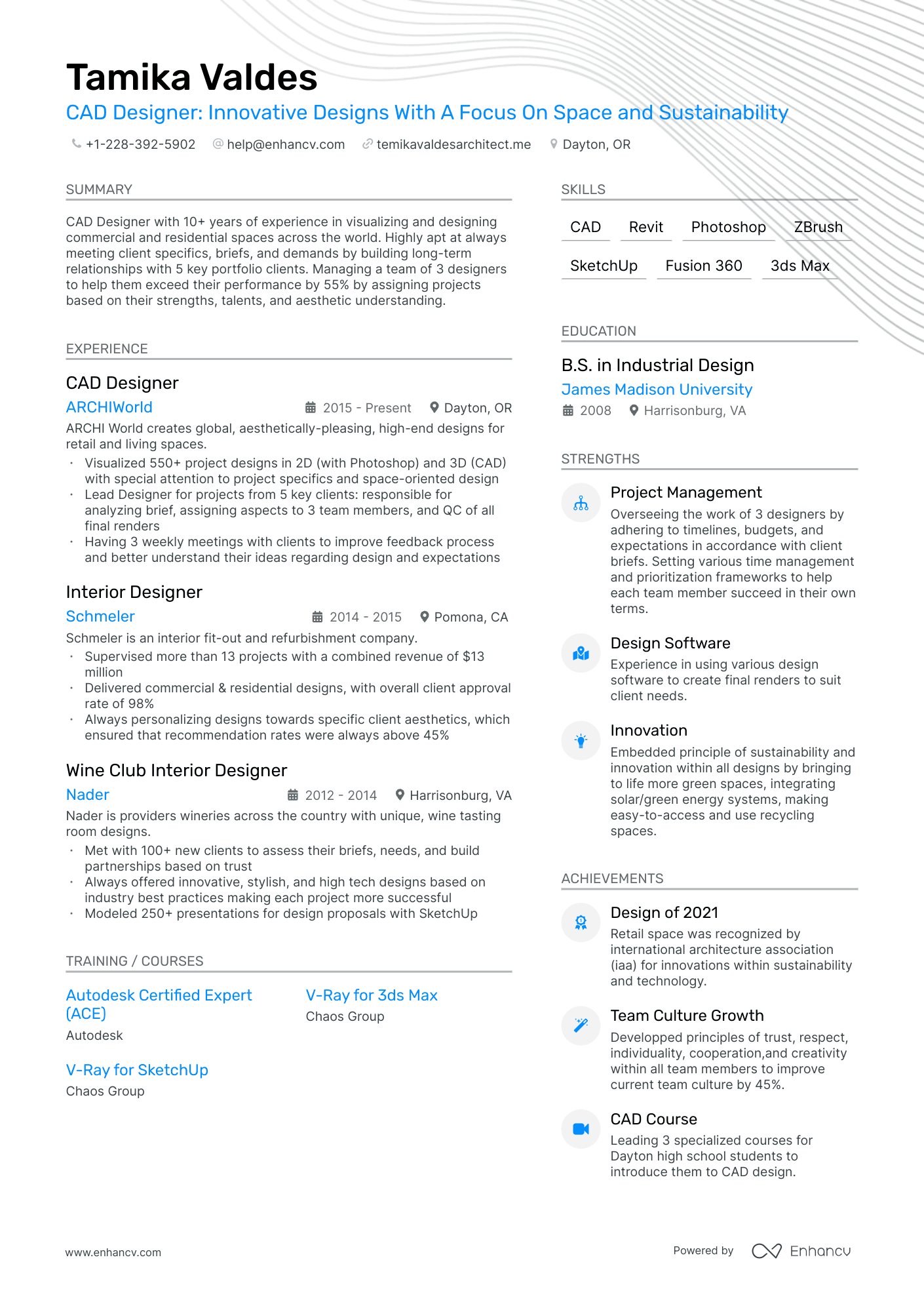 cad designer resume example