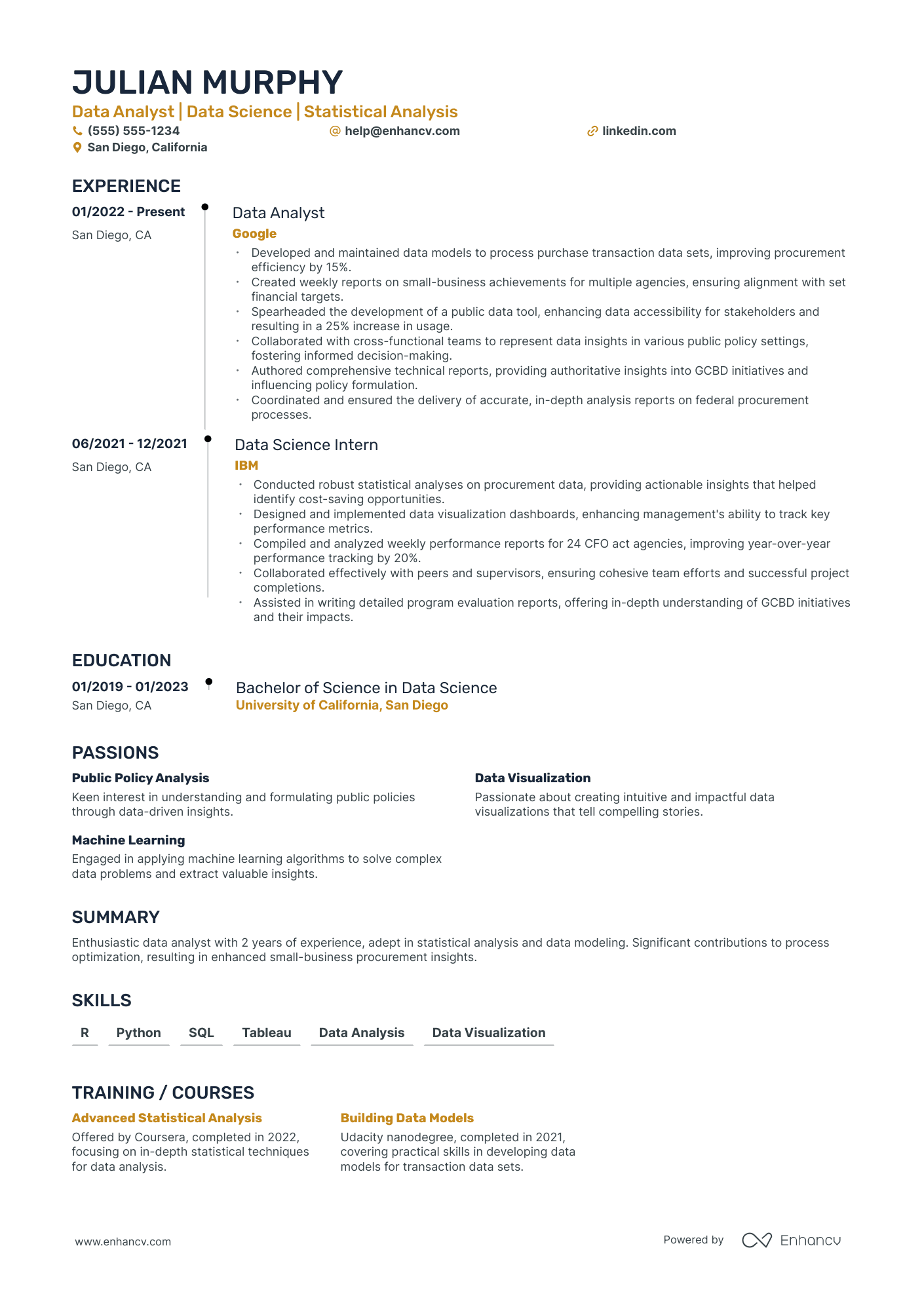 Data Scientist resume example