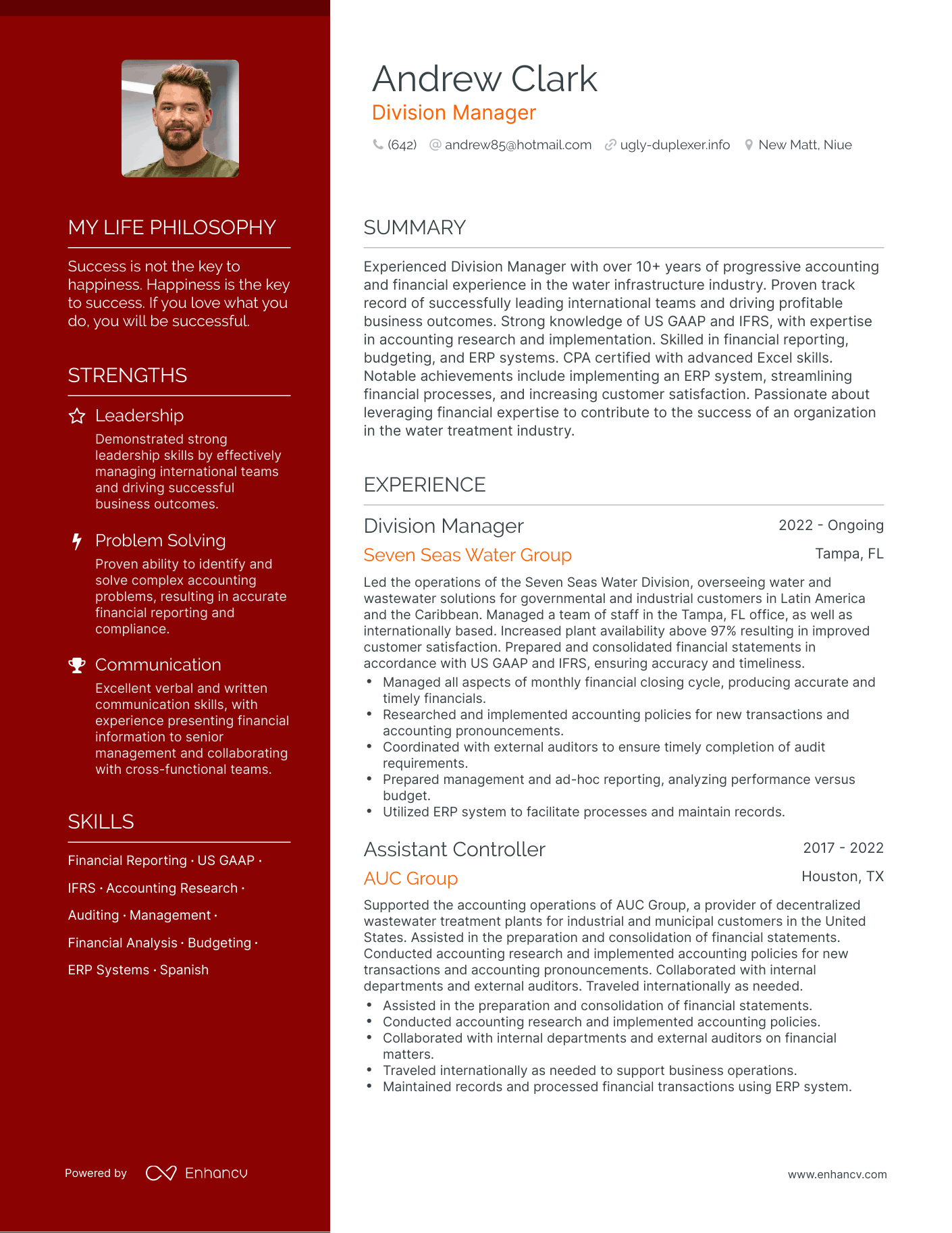 Creative Division Manager Resume Example