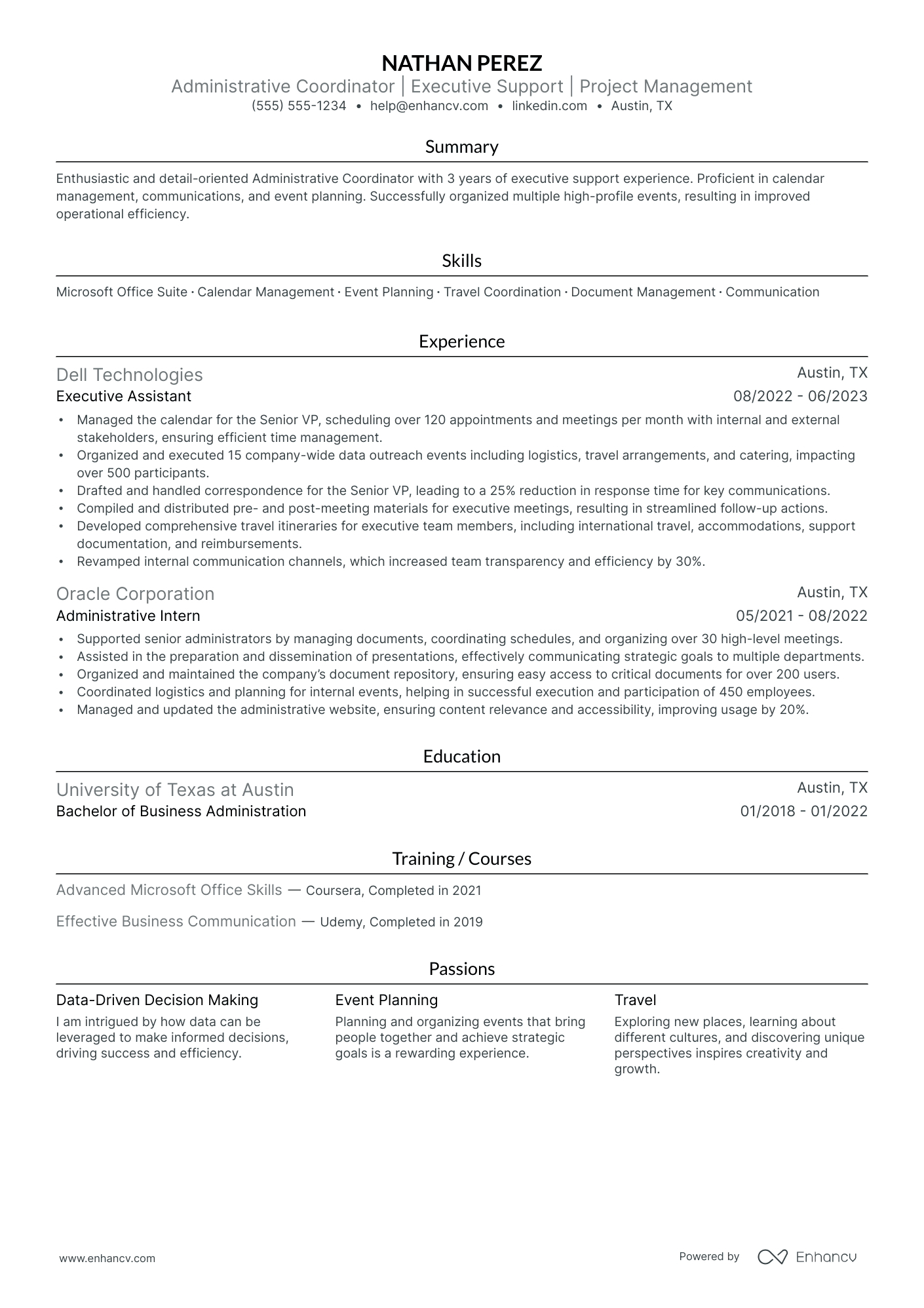 Office Administrator Coordinator resume example