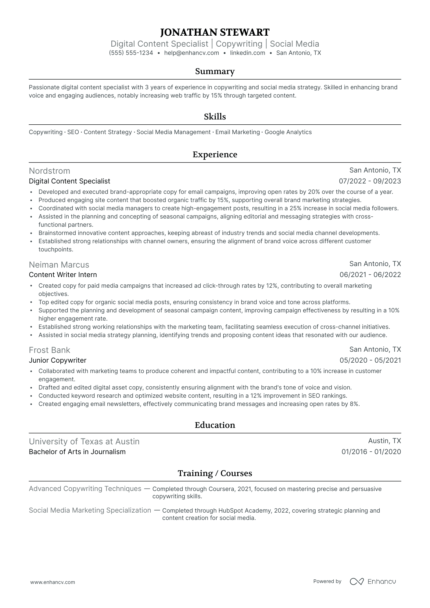 Video Content Editor resume example