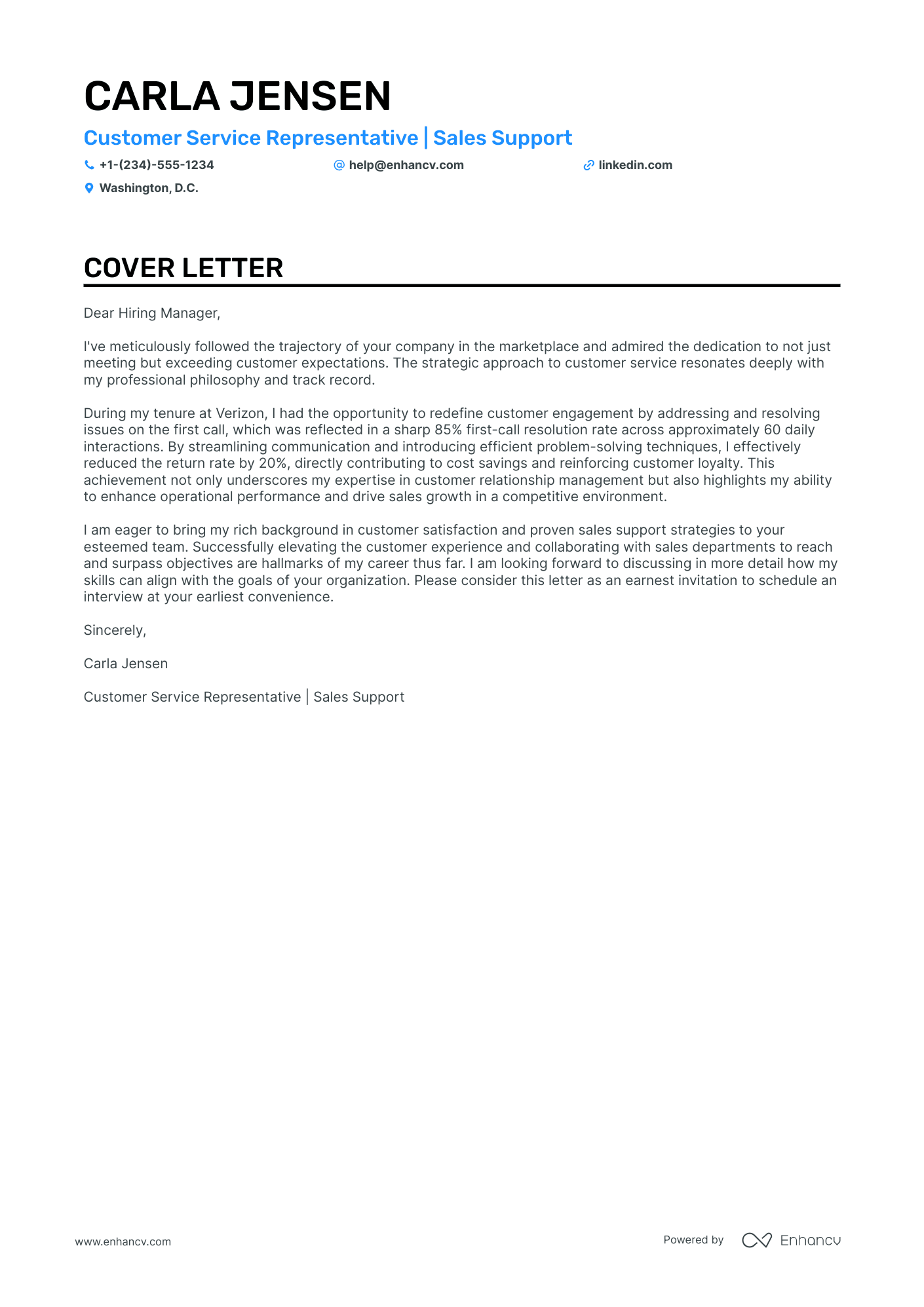 Remote Customer Service cover letter