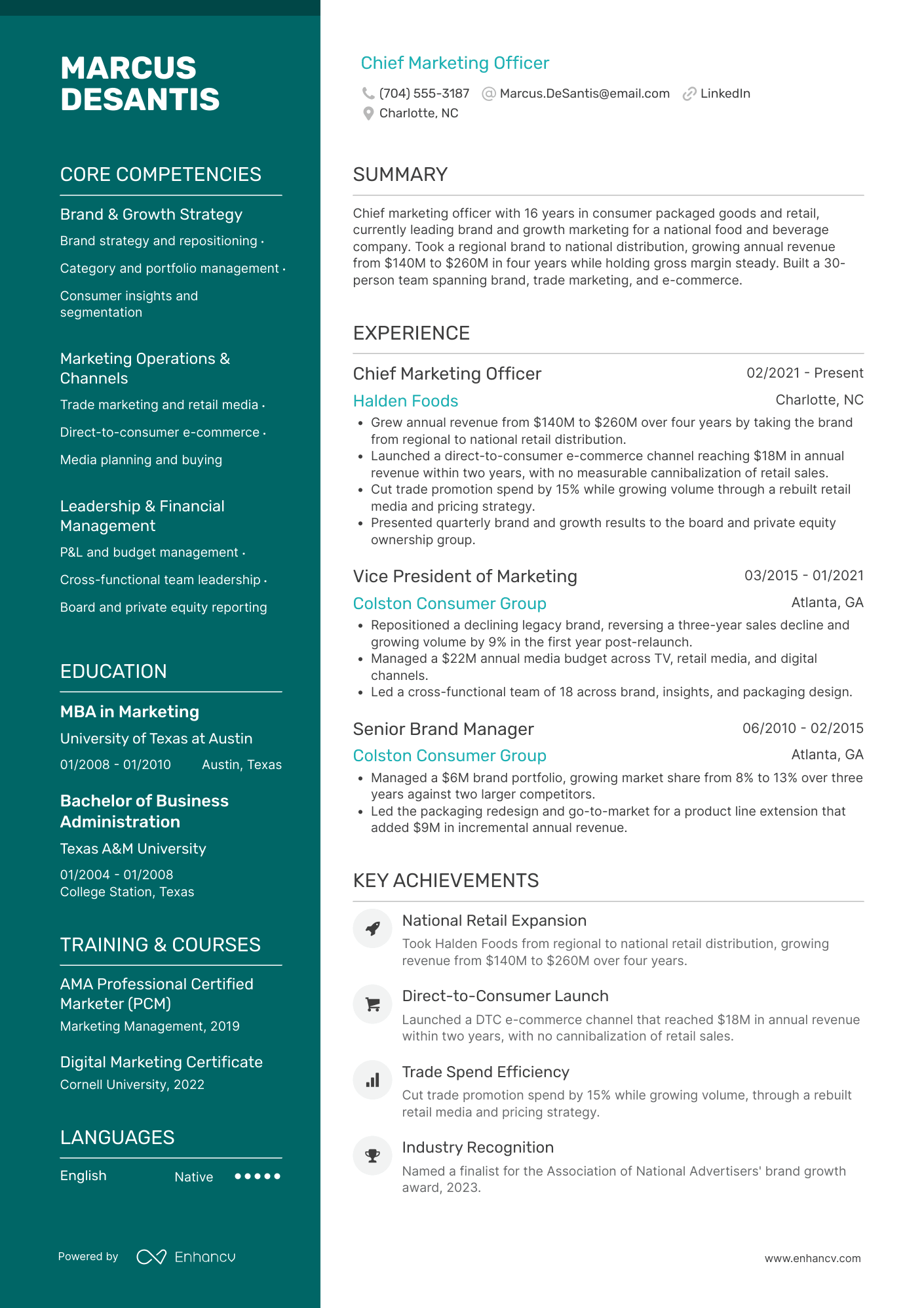 Chief Marketing Officer resume example
