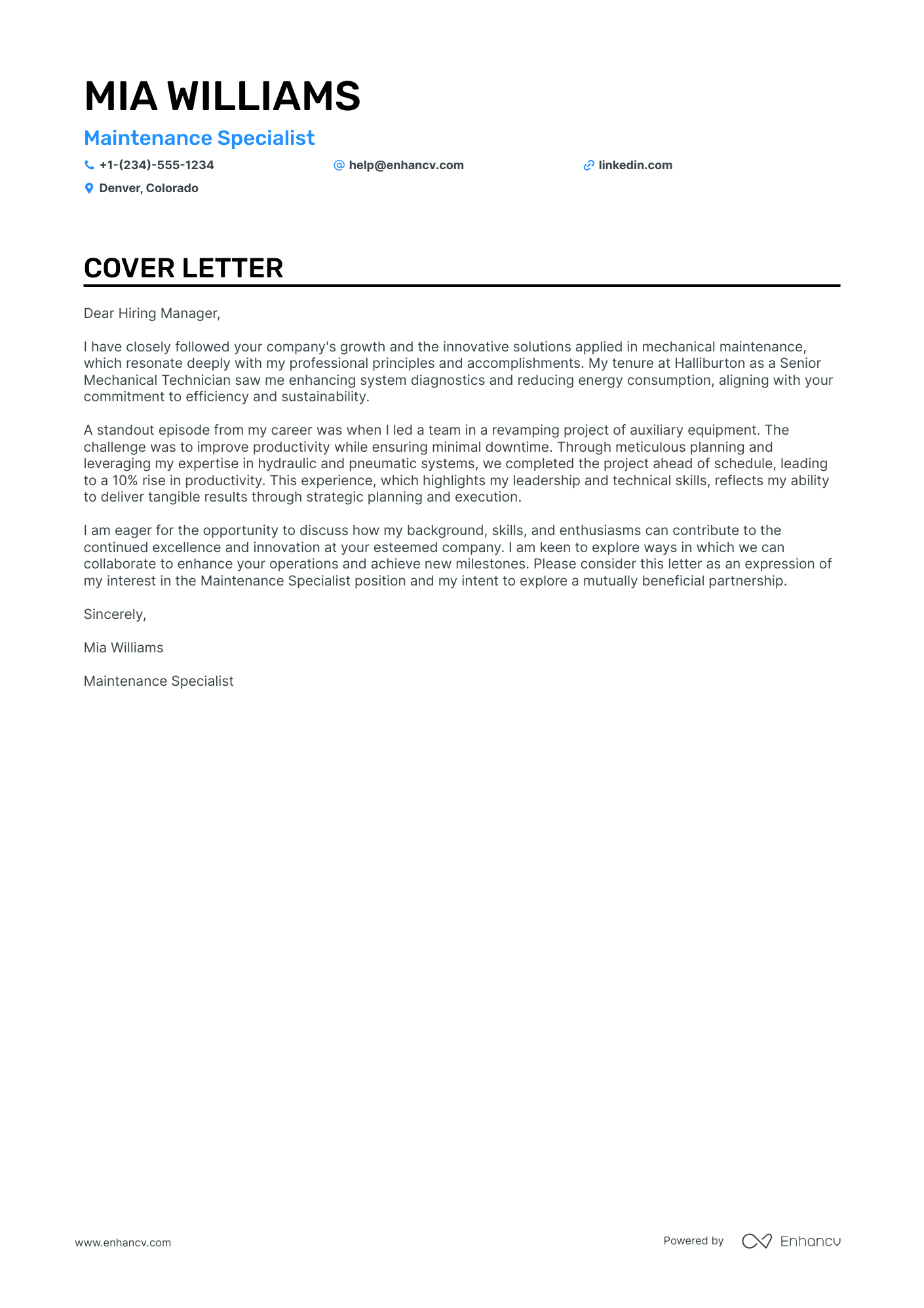 Mechanic cover letter