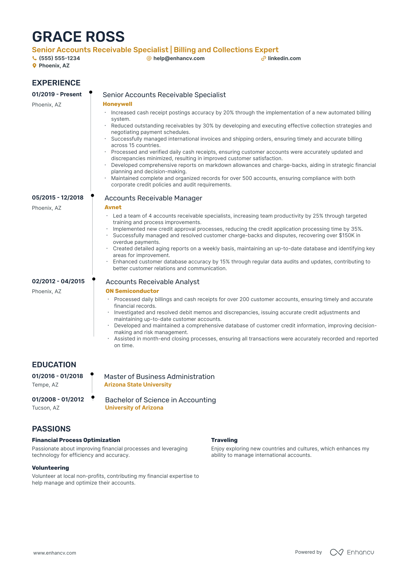 Junior Accounts Receivable Associate resume example