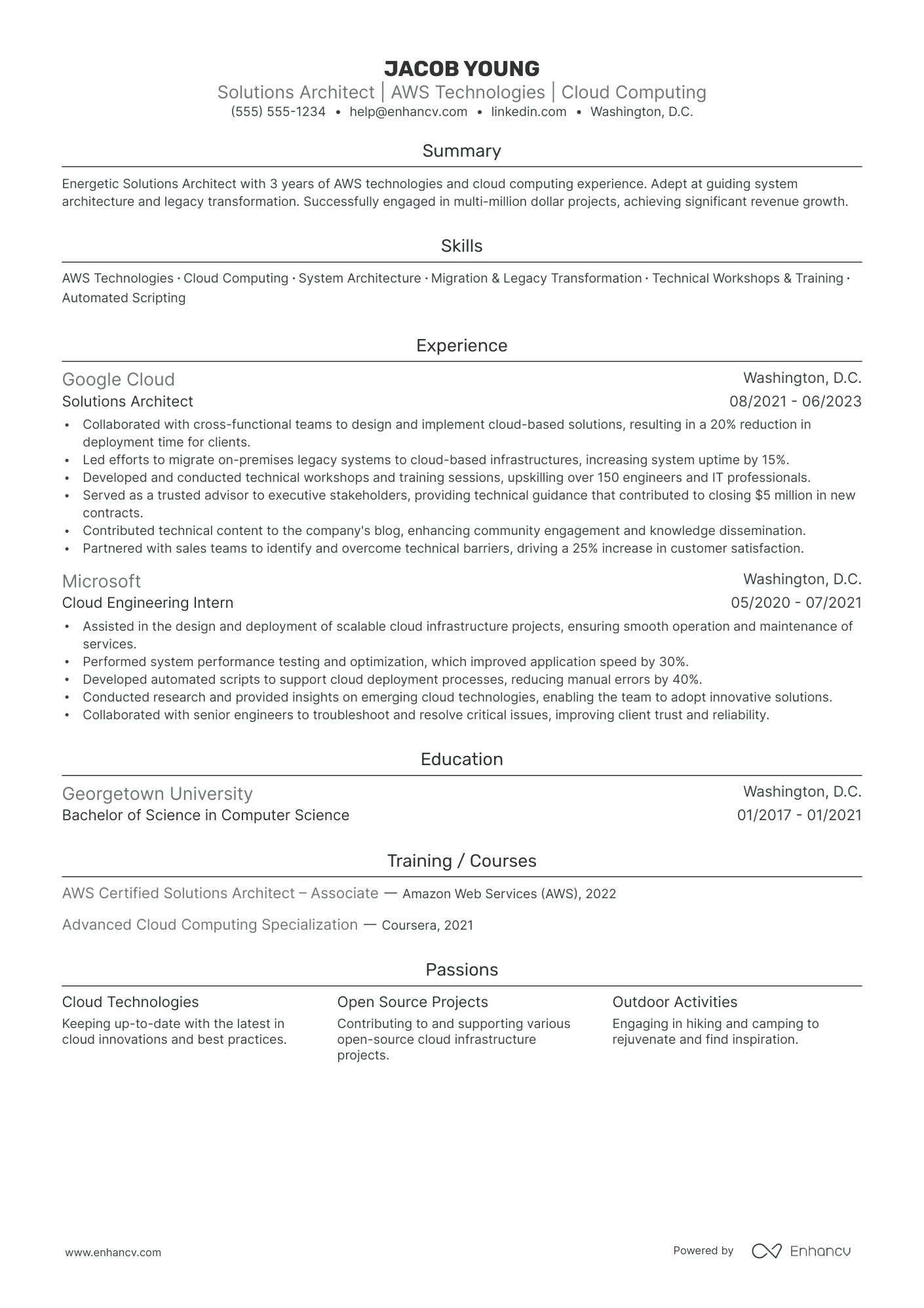 AWS Solutions Architect resume example