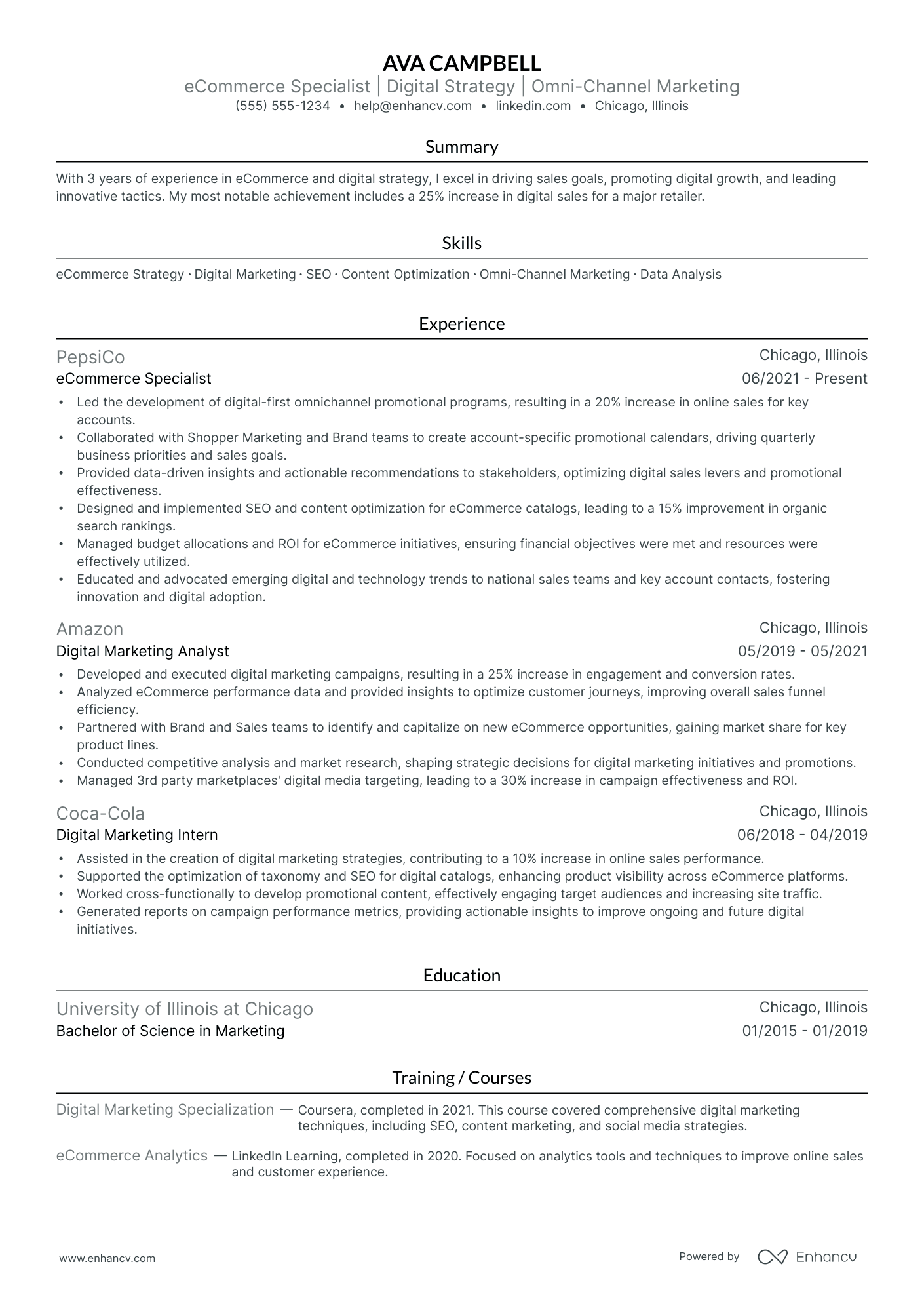 Ecommerce Manager resume example