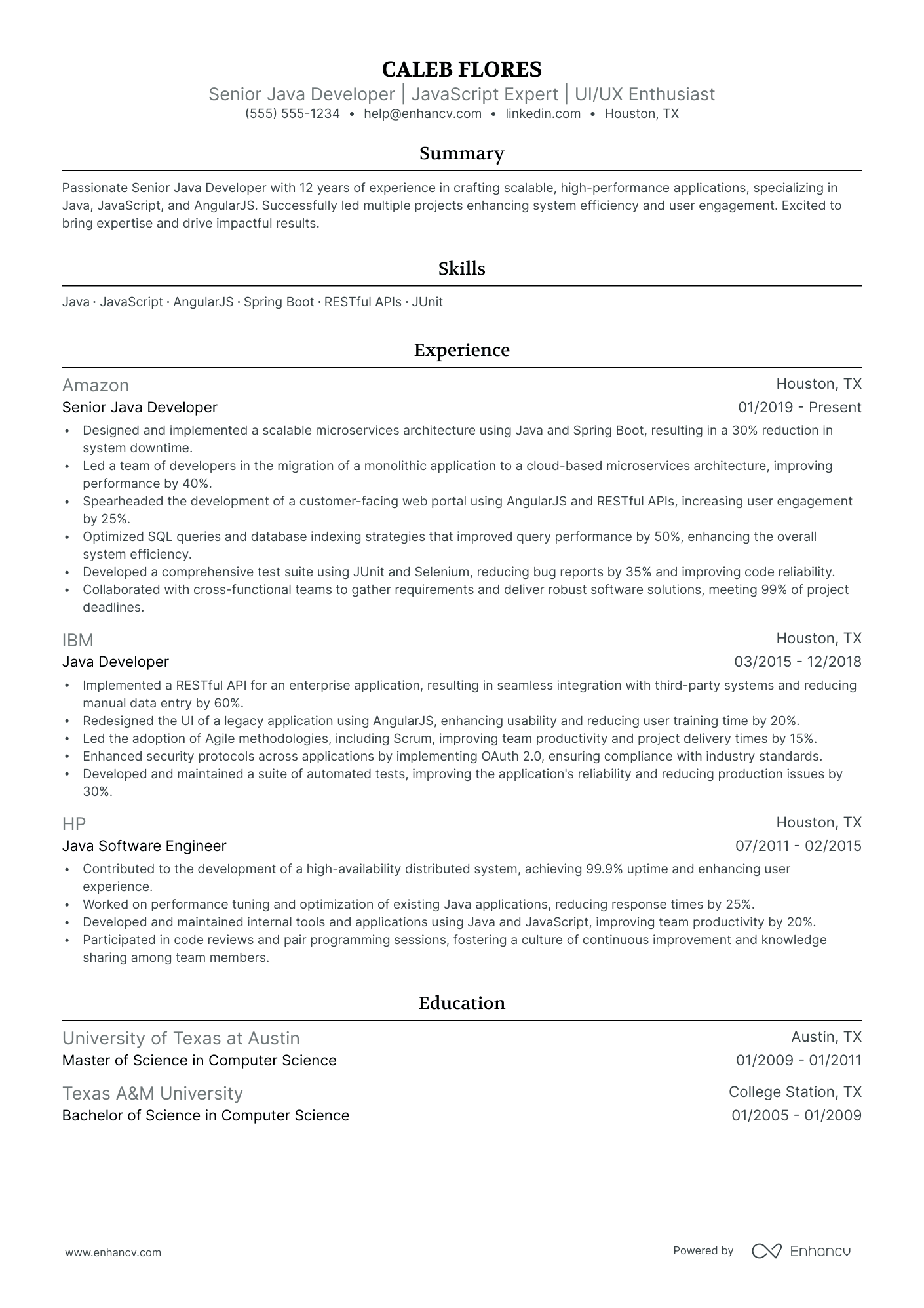 Junior Java Developer Resume Example Resume Example