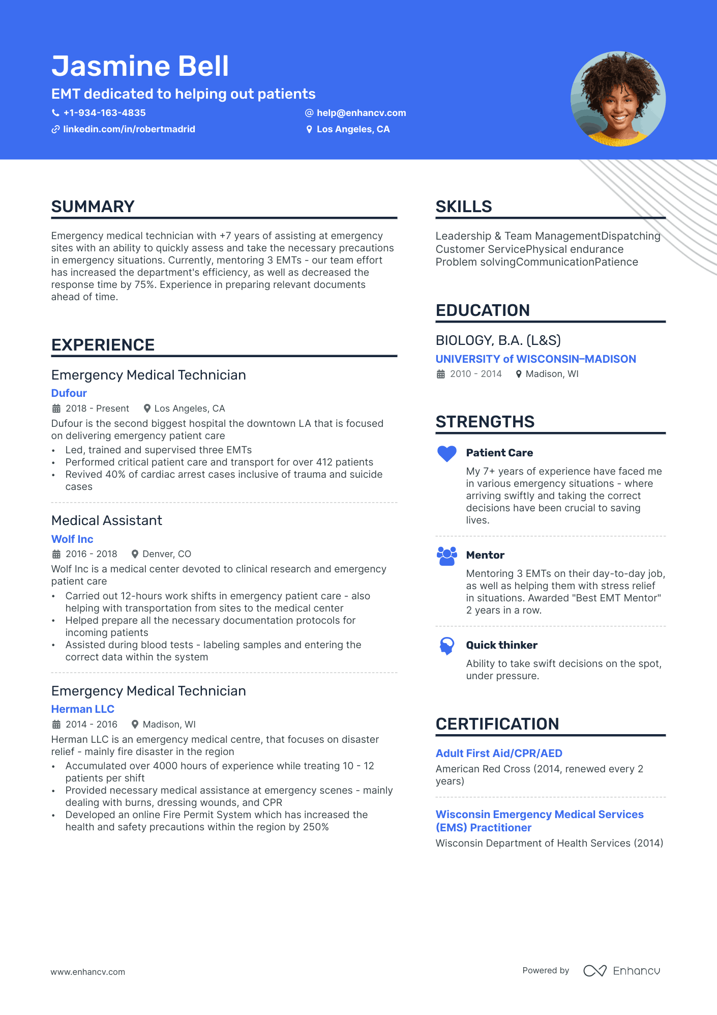 emt resume example
