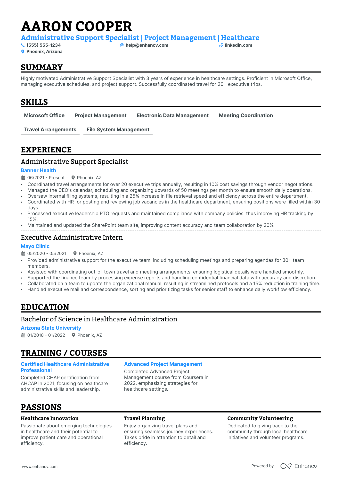 Executive Administrative Manager resume example