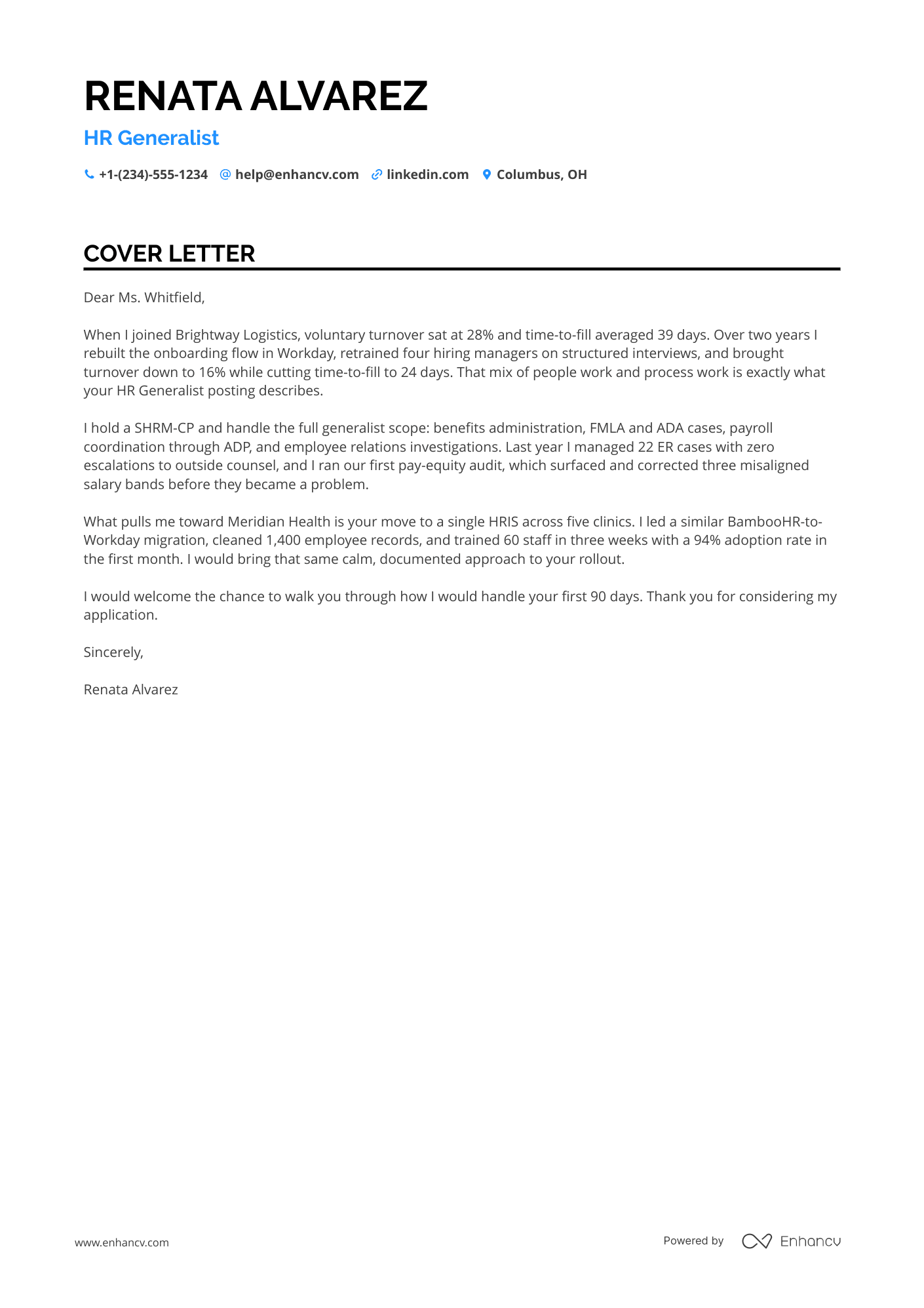 HR cover letter