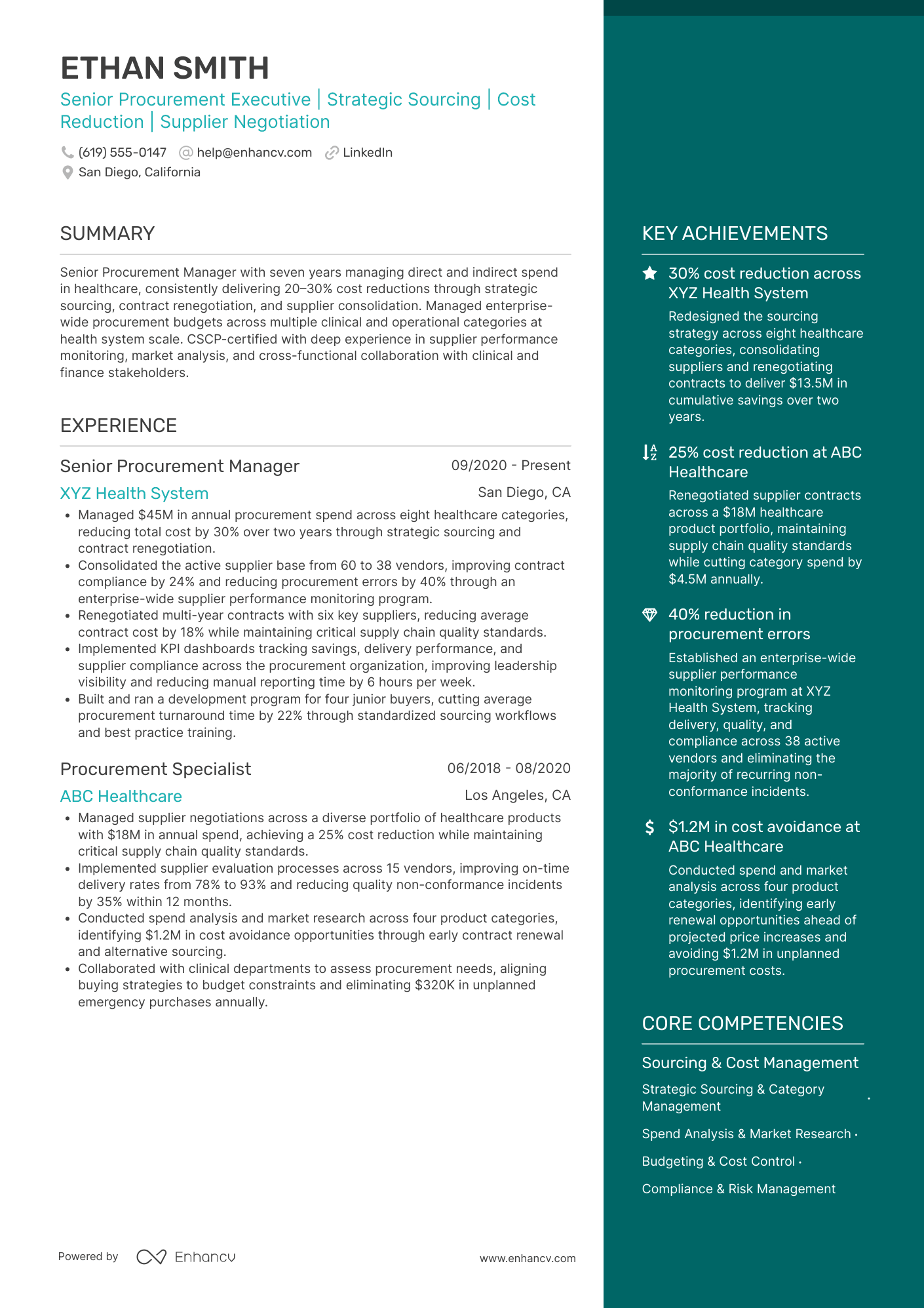 Procurement Manager resume example