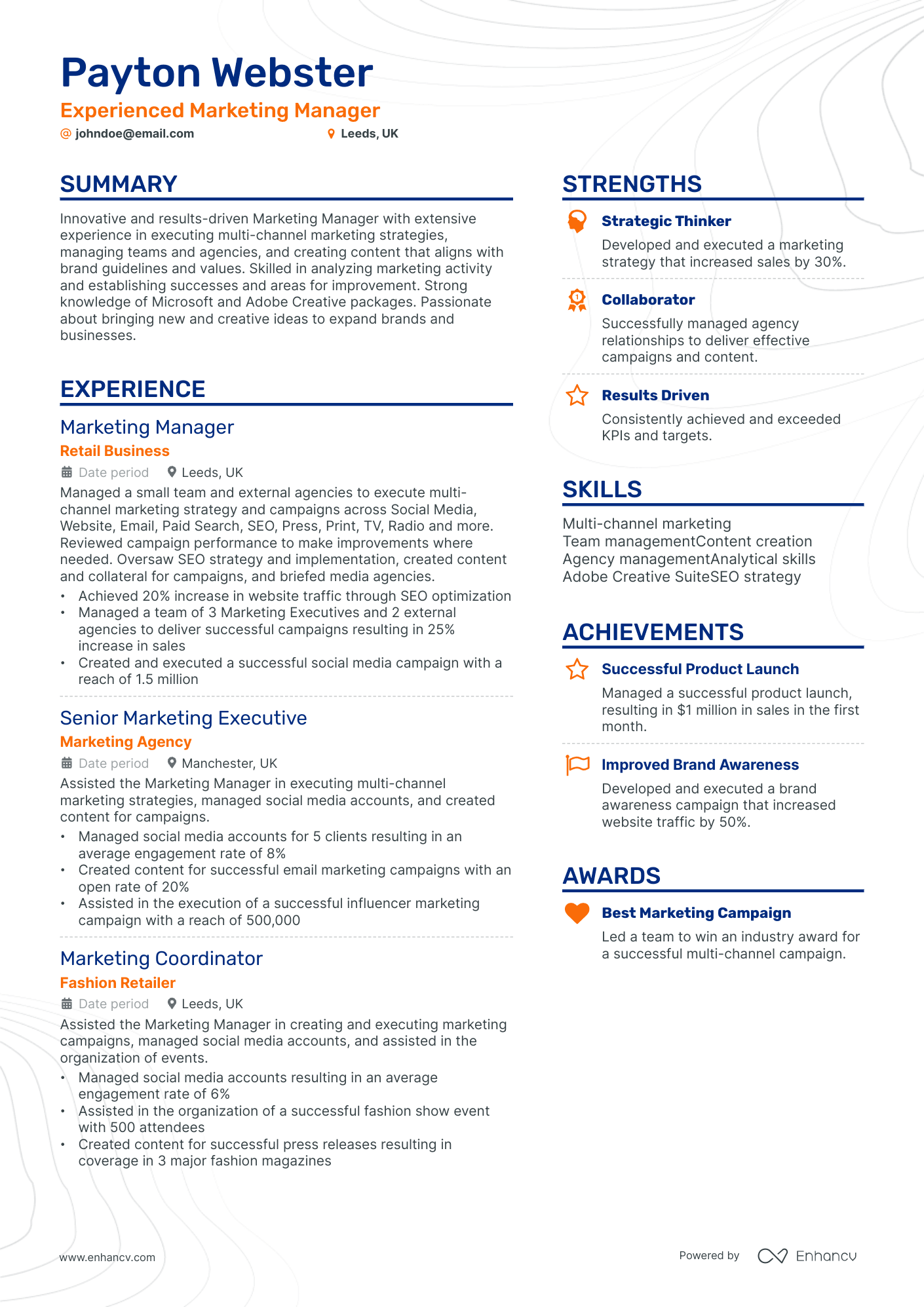 Channel Marketing Manager resume example