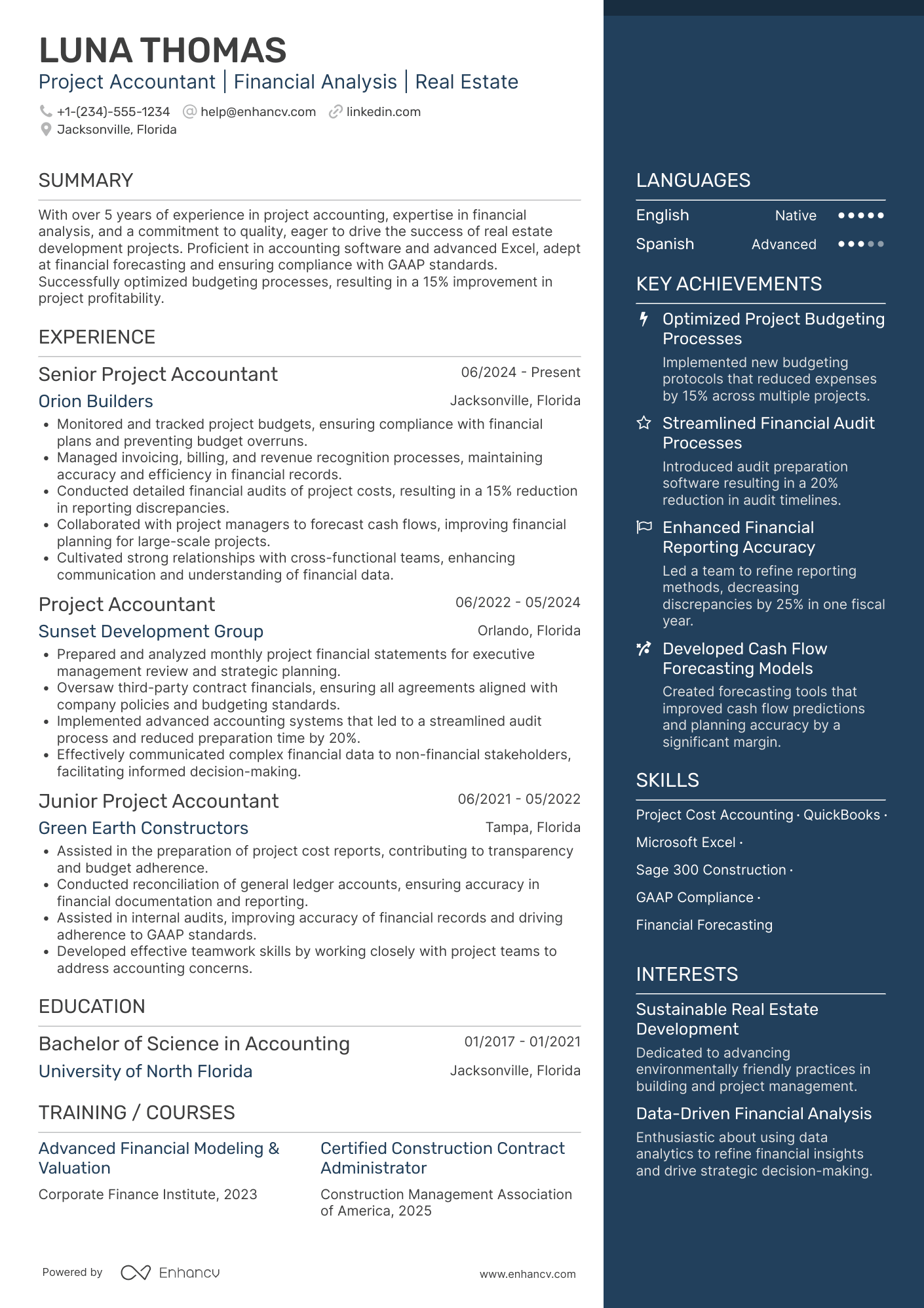 Project Accounting resume example