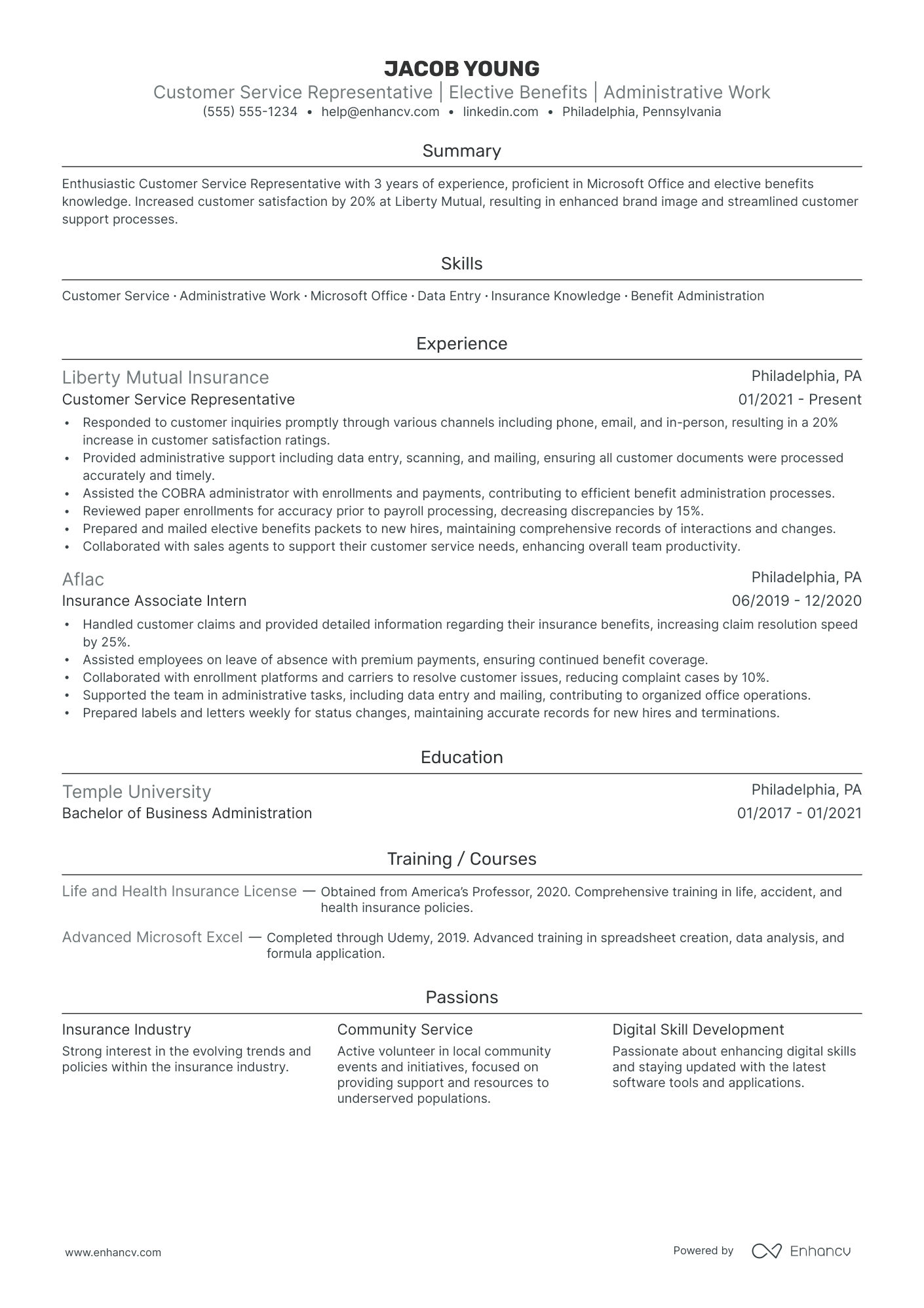 Insurance Claims Customer Service Representative resume example