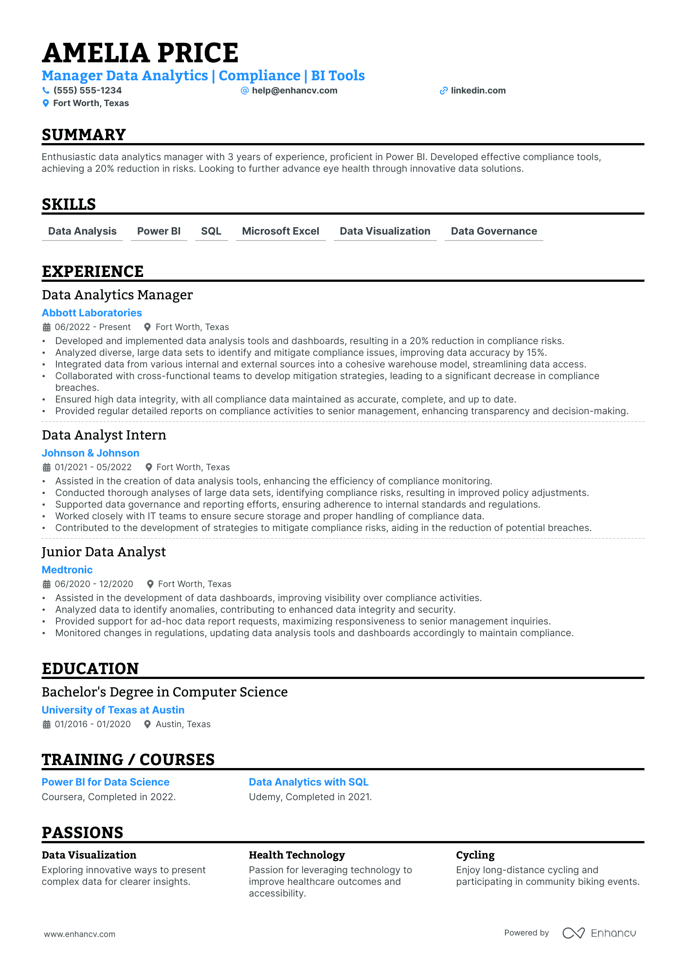 Data Manager resume example